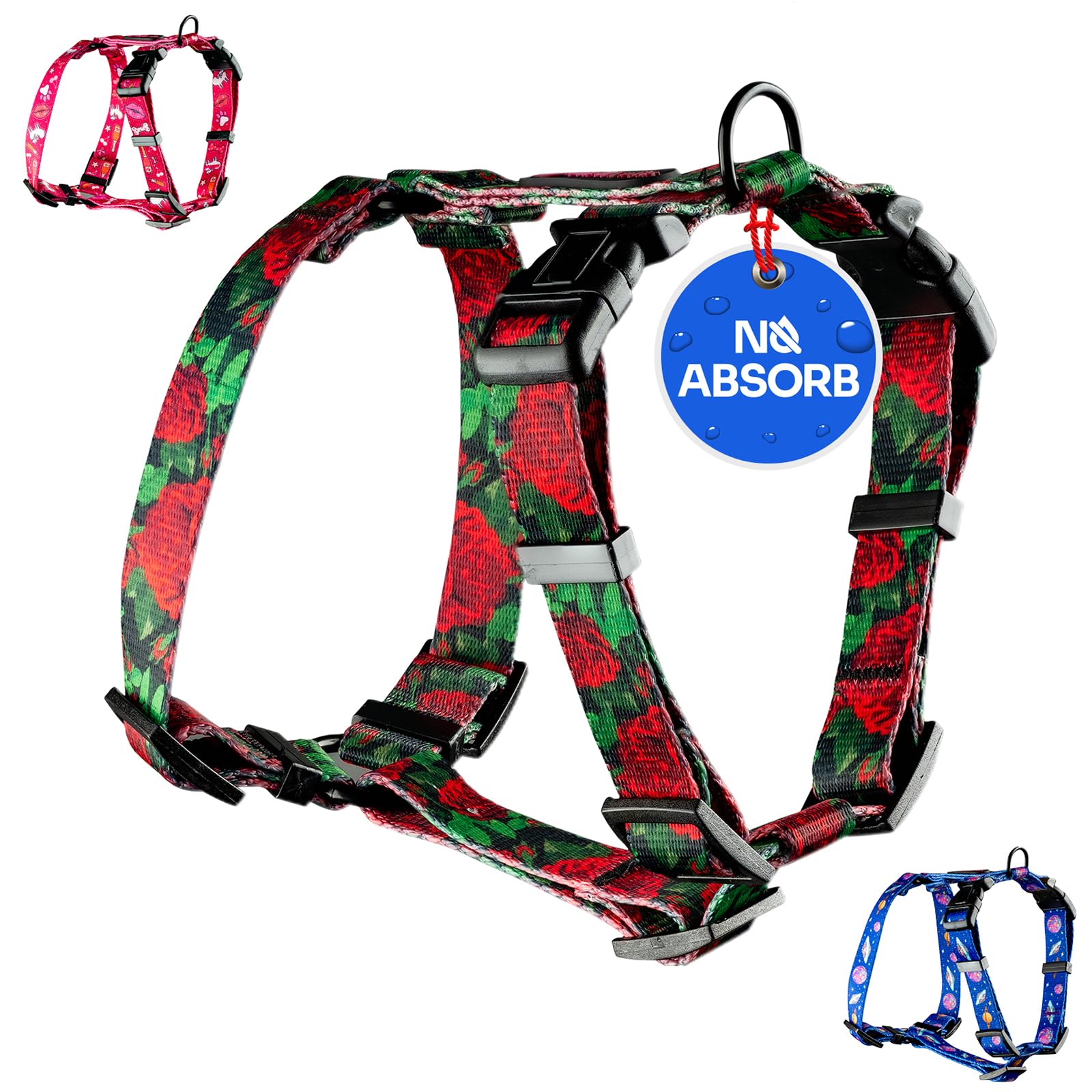 Harnais pour Chiot et Petite Chien | NO Absorb | Anti Traction | Réglable en 5 Points | Step-in | Empêchant la Traction et l'étouffement | Léger, Résistant | Dog Harness | Eternal Rose-XS