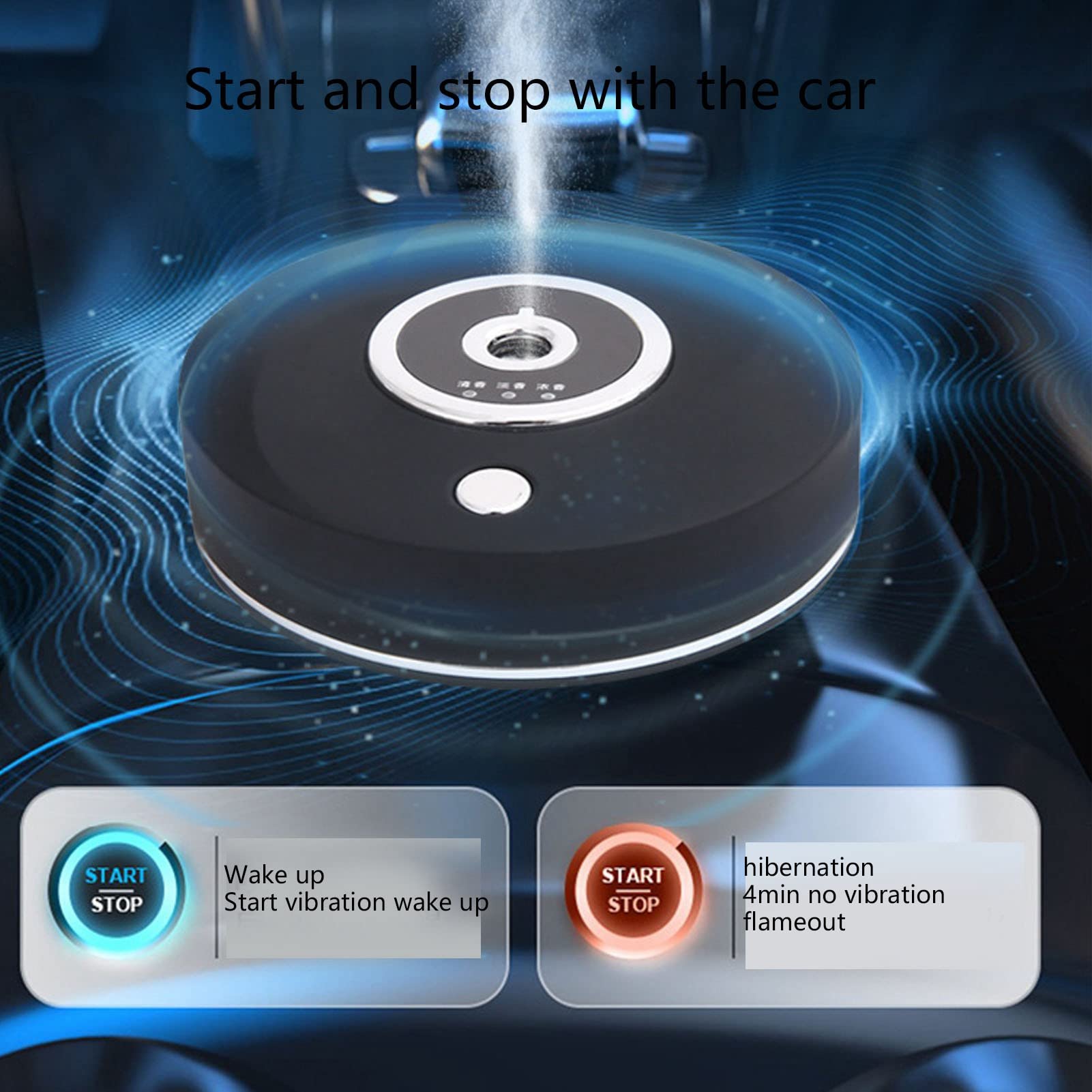 Bewinner Diffusore per Auto, Diffusore di Olio Essenziale per Mini Umidificatore, Diffusore per Aromaterapia per Deodorante per Auto con 3 modalità di Spruzzo per Veicolo da Casa da