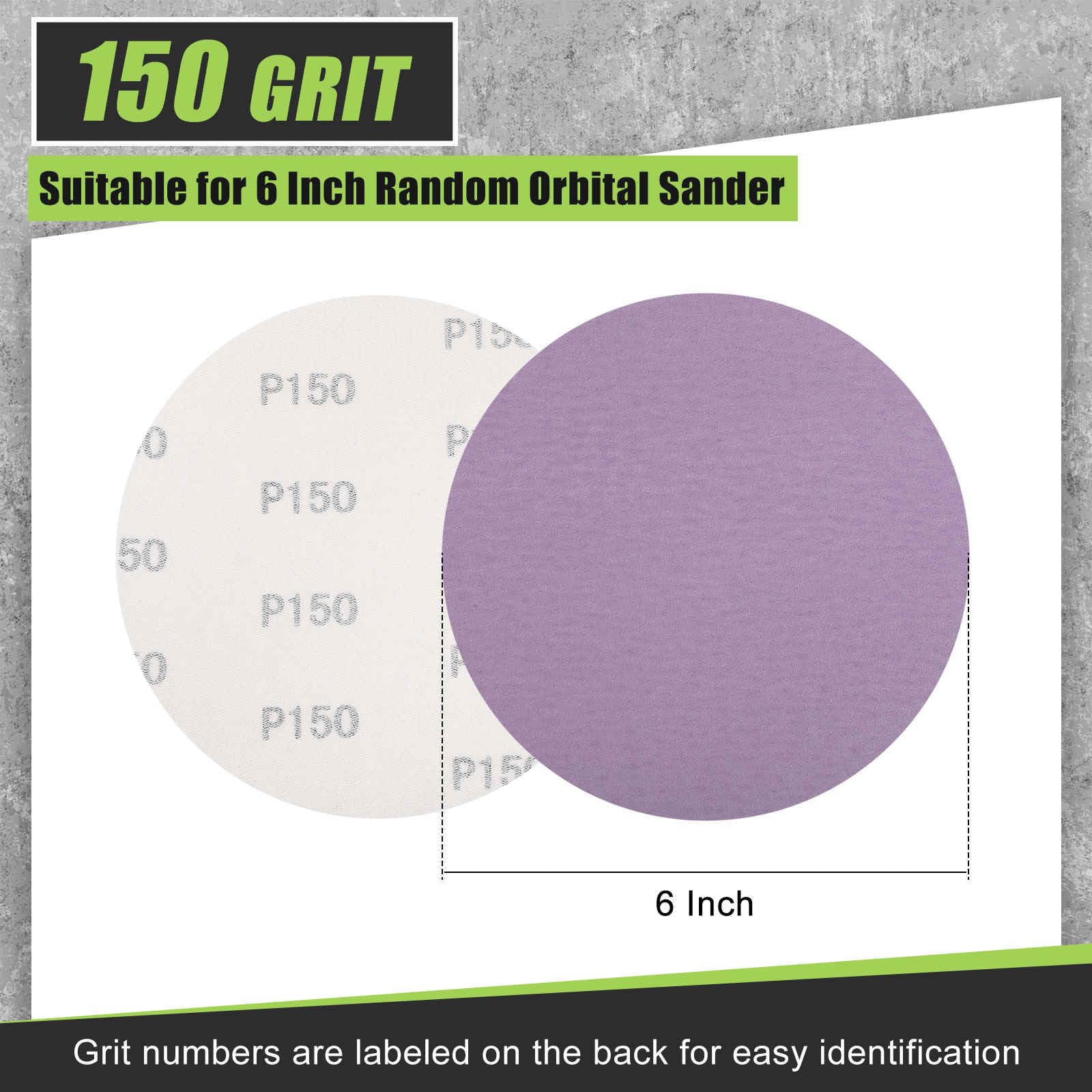 DTGN 152 mm 150 Grit Hook and Loop Sanding Disc, 50 Pcs - Image 2