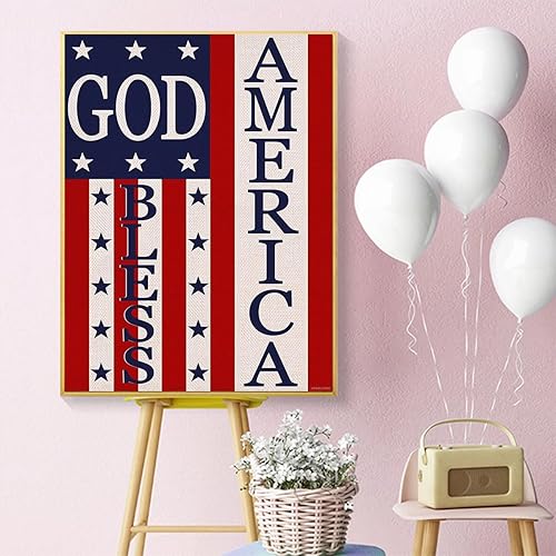 Miniatura 2 de UPABLUNSO Pintura de diamantes God Bless America 4 de julio Patriotic American Memorial Day Yard USA Star Stripes Kit para adultos, pintura de
