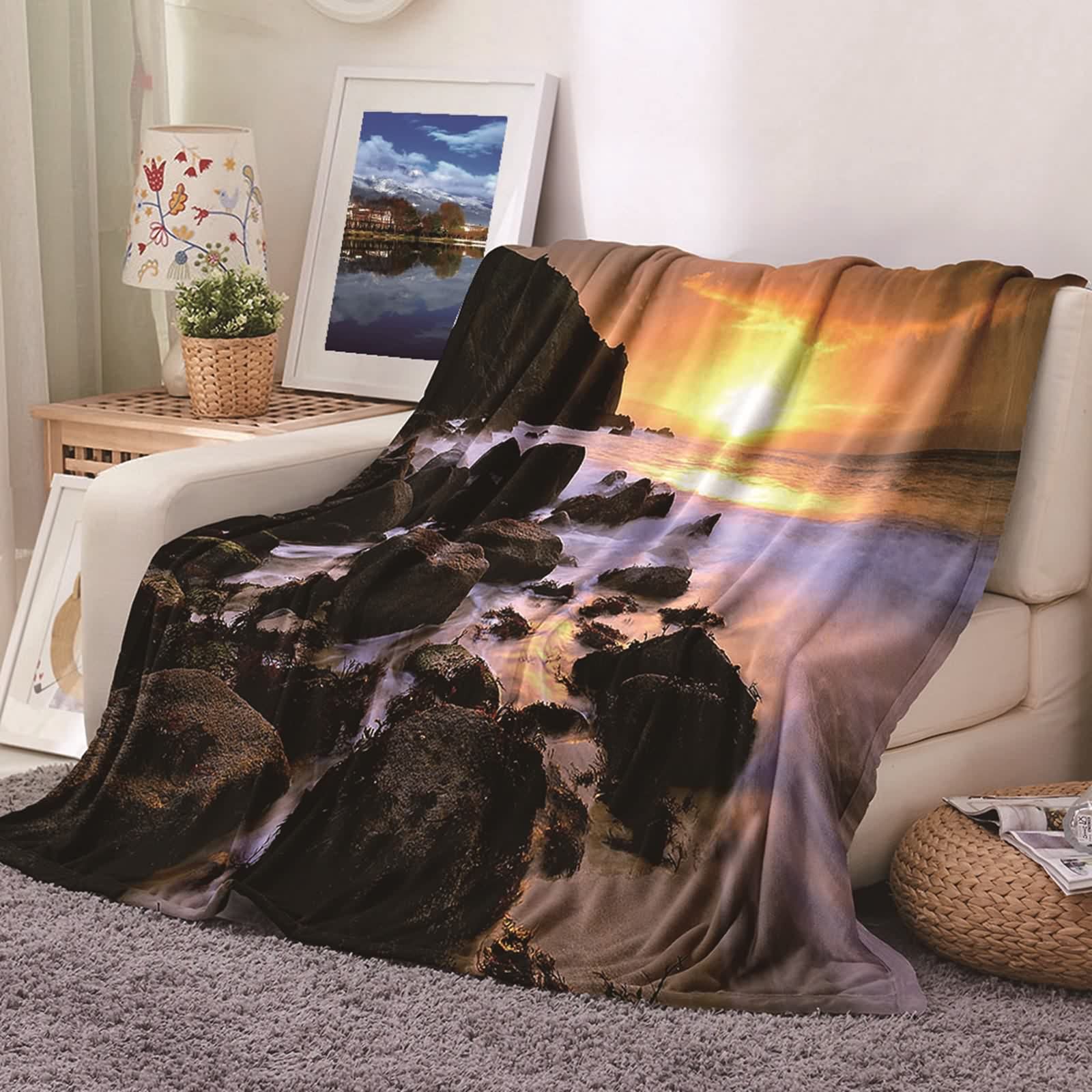 Couverture plaid en flannel douce multicolore 180x200cm KnSam jeté de canapé confortable