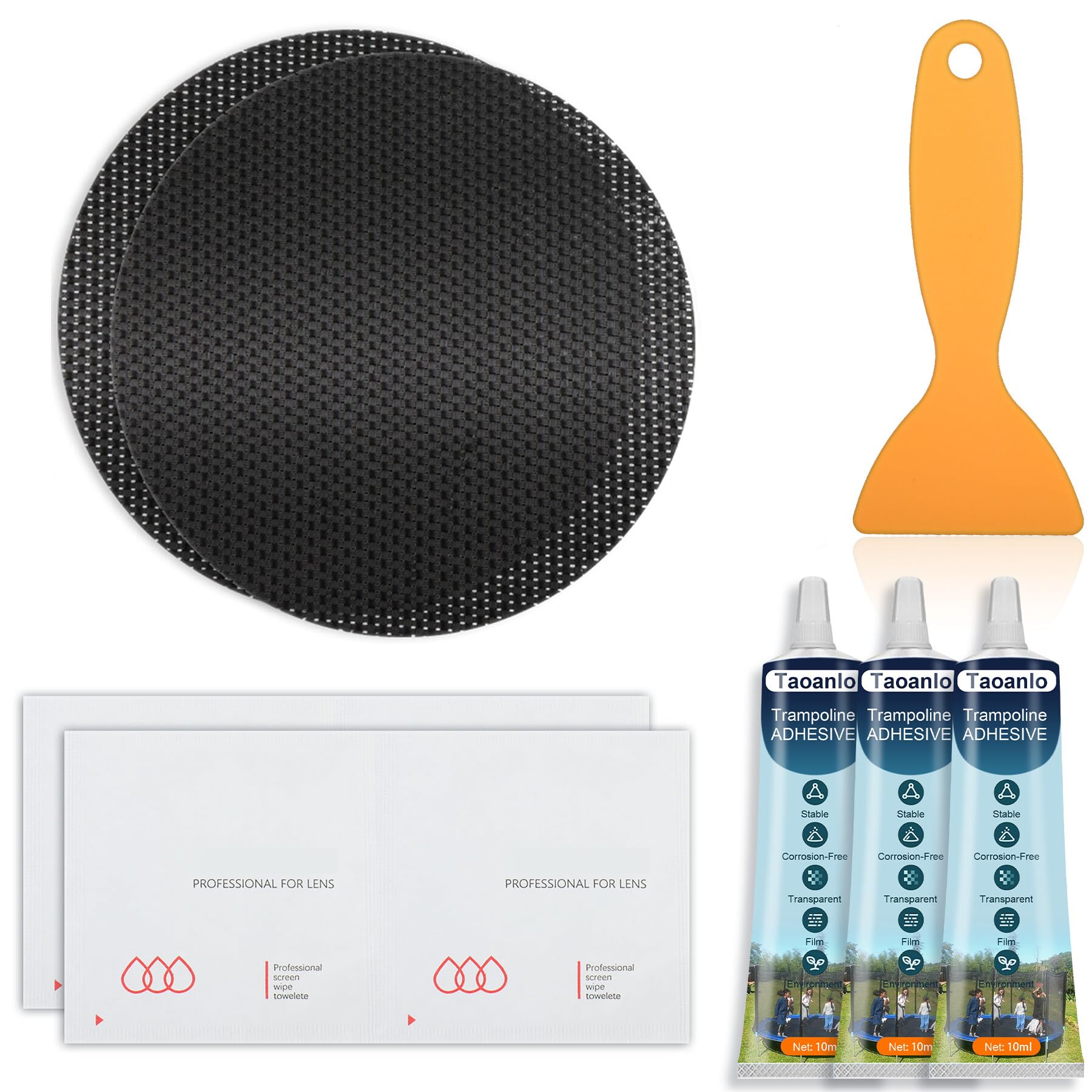 Trampoline Patch Repair Kit - 4.1'' Round Square Patches for Trampoline Mat Tears or Holes Garden Landscape Staple