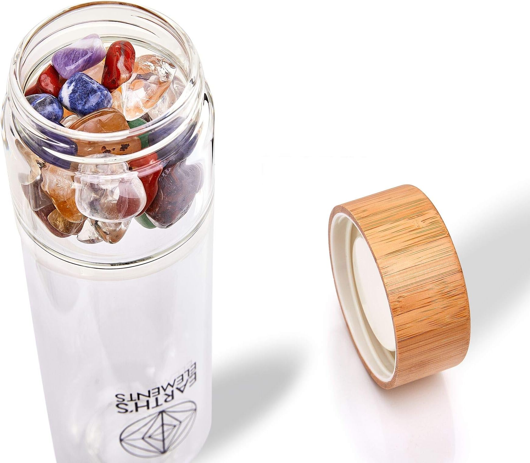 Earth's Elements Natural Gems - Crystal Water Bottle - Leaked Proof - Infused Elixir - Healing Crystals - Wellness