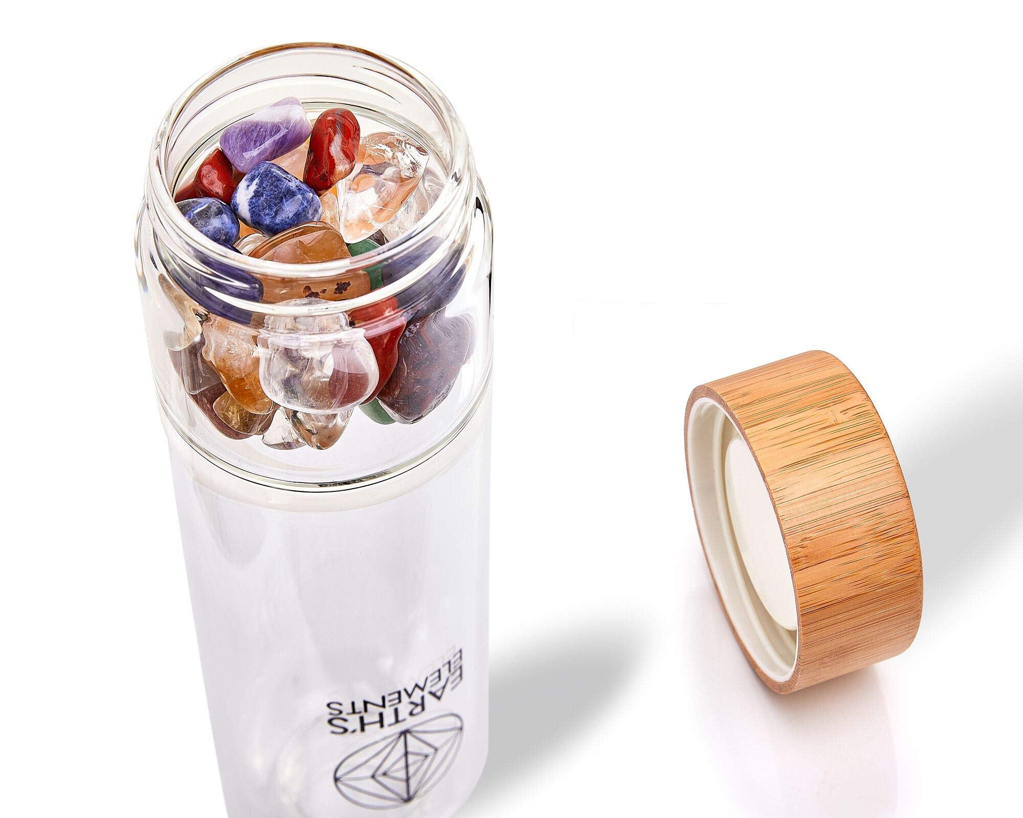 Earth's Elements Natural Gems - Crystal Water Bottle - Leaked Proof - Infused Elixir - Healing Crystals - Wellness