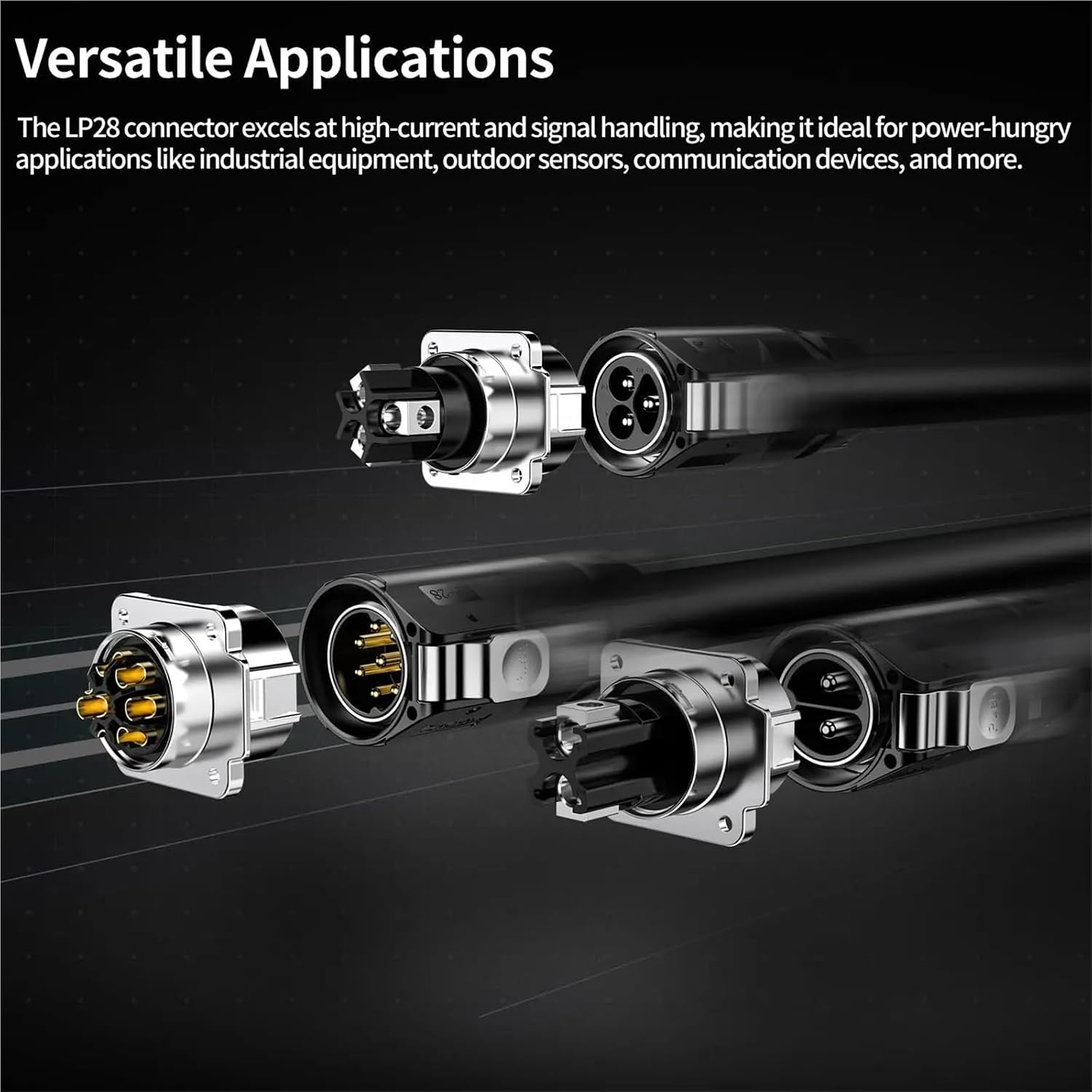 M28 50A 500V High Durability Industrial Connector Screw Wiring 2Pin 3Pin Waterproof Circular Electrical Cable Connector(Socket A ONLY,2P)