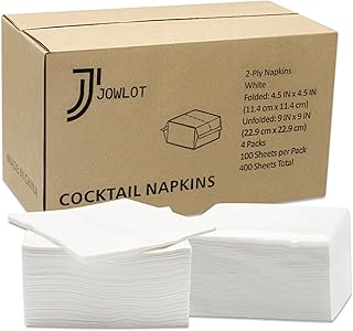 Cocktail Napkins - 400 Count 2-Ply White Napkins Disposable, 4.5 x 4.5 Inch Folded Paper Napkins Bulk Beverage Napkins for Dinner Wedding Bar Party and Everyday Use