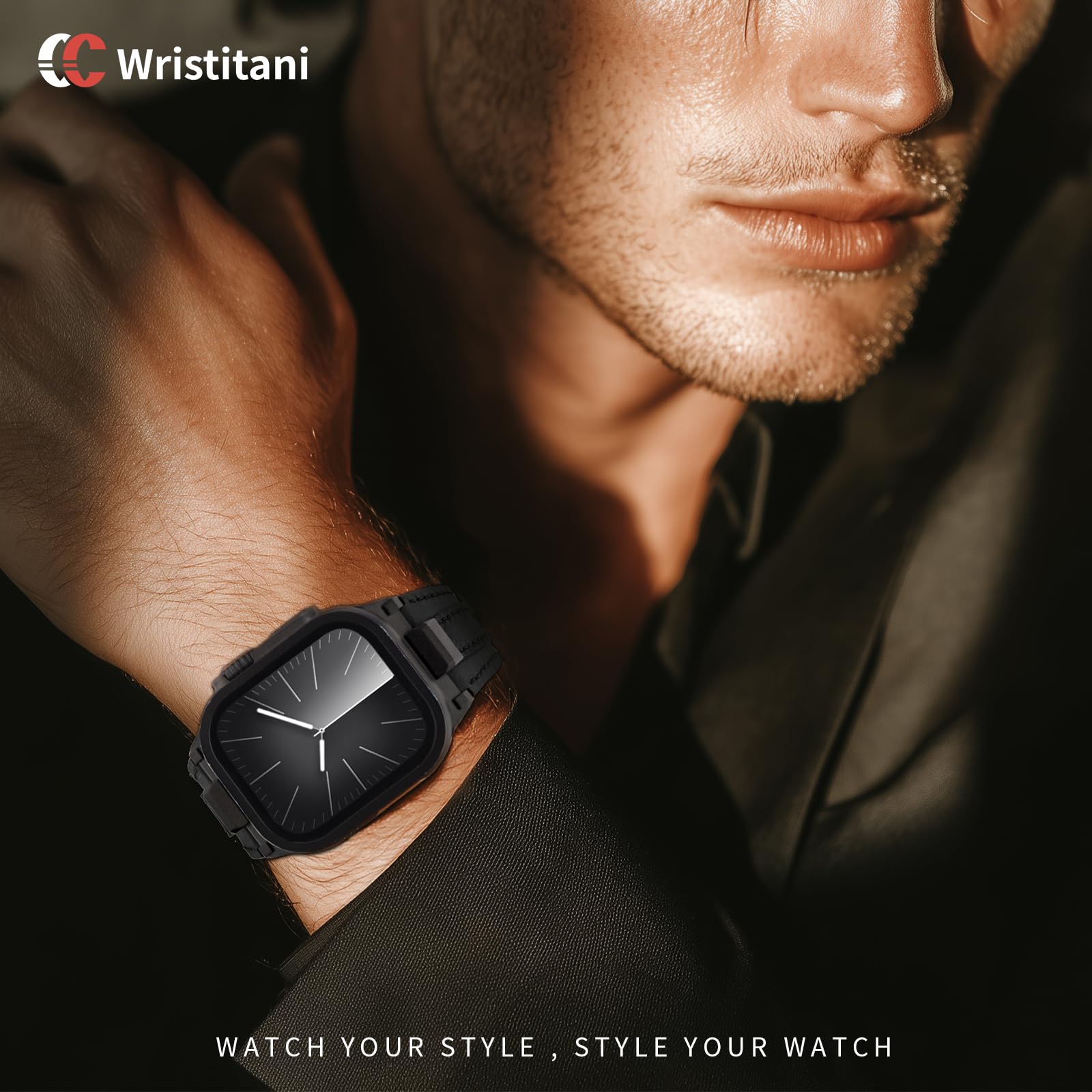 Wristitani Cinturini Pelle Compatibile con Apple Watch 49mm 46mm 45mm 44mm 42mm per Uomo, in Vera Pelle con Connettore Metallo Cinturino Ricambio per iWatch Ultra2/3 Series 11 10 9 8 7 6 5 4 3