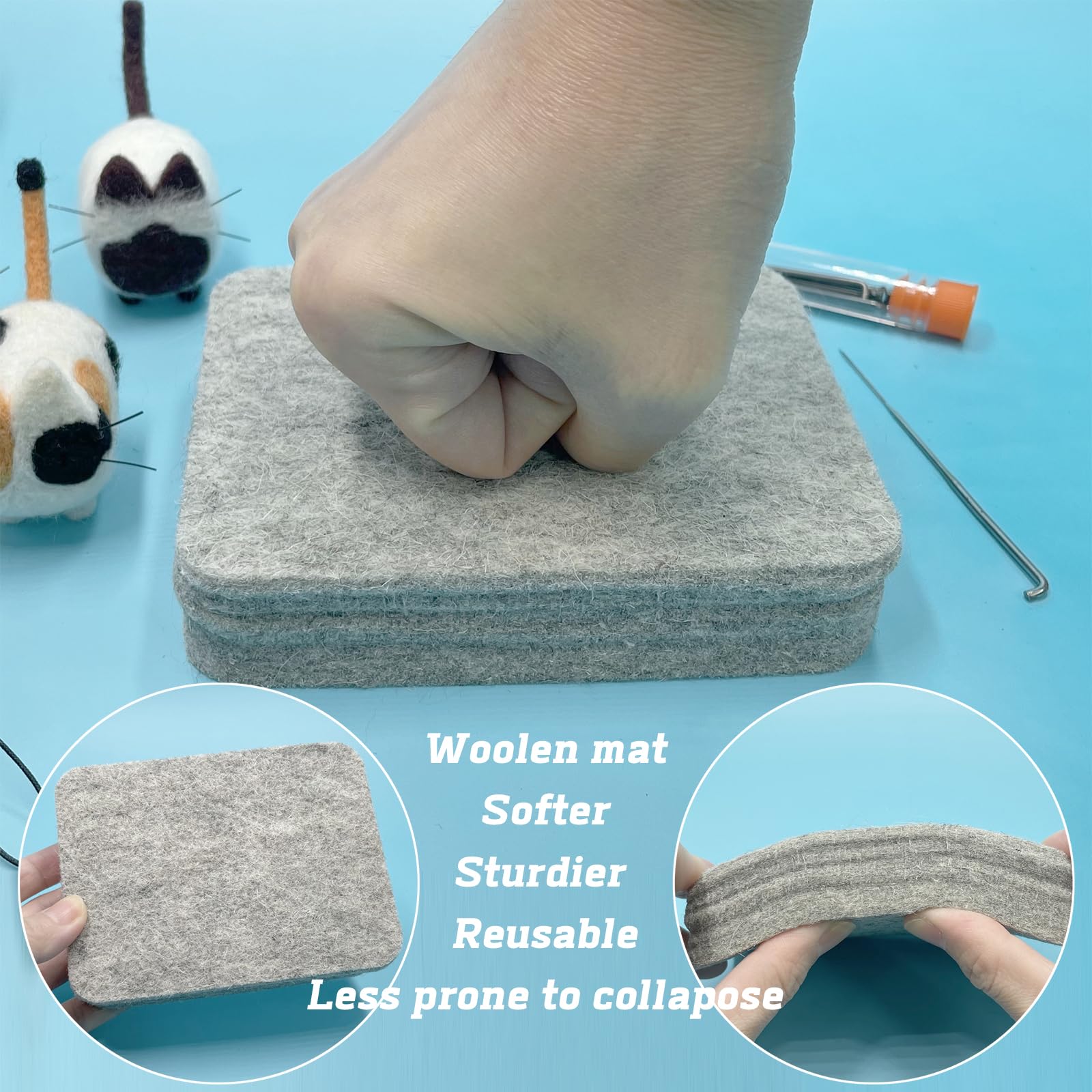 Needle Felting Kit, DIY Crafts for Adults Women, Hobby Kit with Felting Supplies,Felting Needles, Felting Wool and Tools for Beginners, Adult Craft Kits, Cat Kits 6pcs
