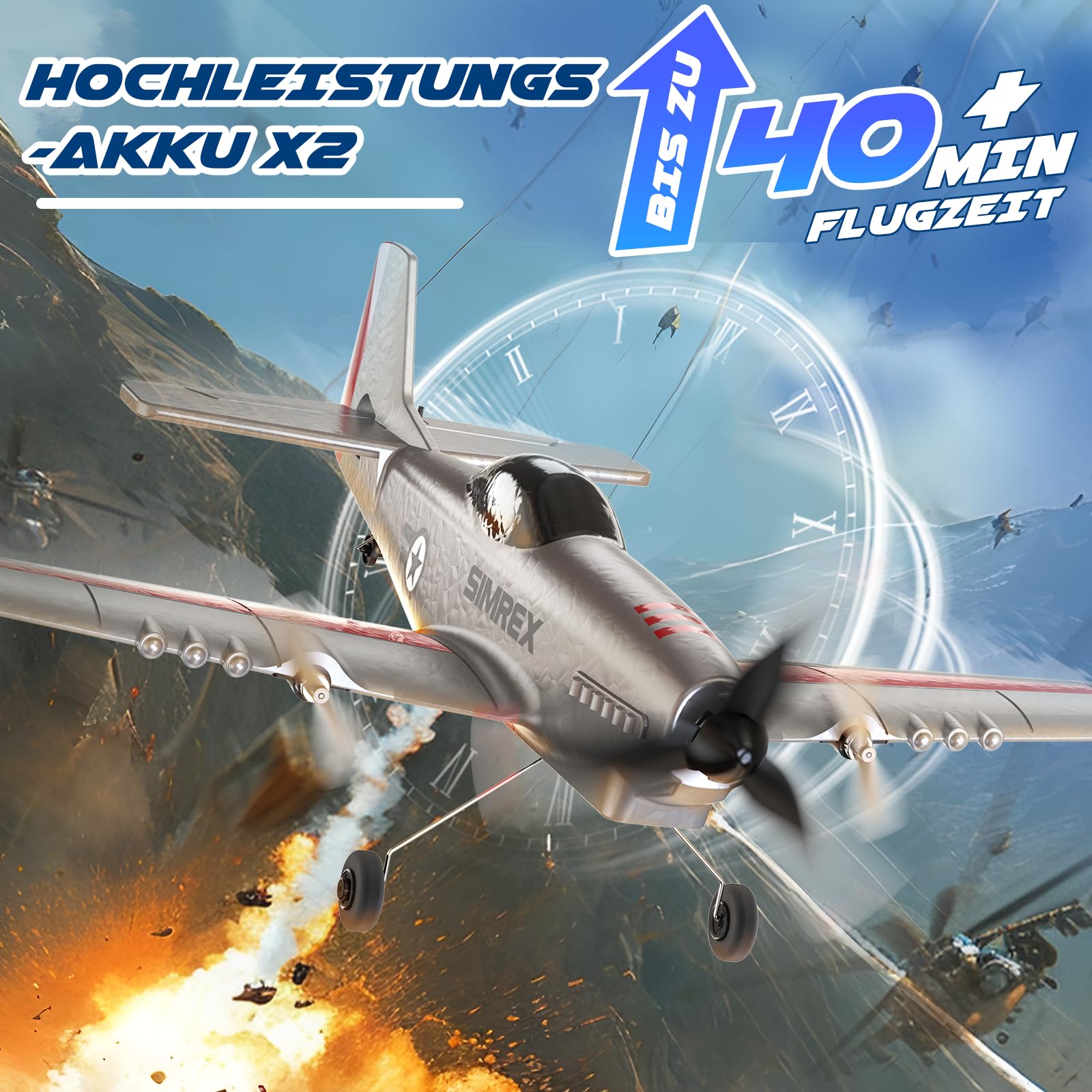SIMREX TOY2409 RC Flugzeug, 2,4 GHz ferngesteuertes Flugzeug 6-Achsen-Gyro-Stabilisator, 3-Kanal-RTF-RC-Segelflugzeugspielzeug für Anfänger, Kinder, Erwachsen