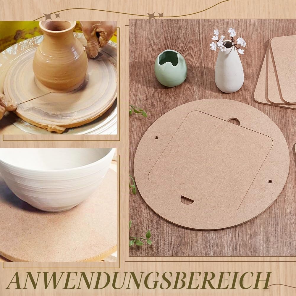 PH PandaHall Töpferei Fledermäuse Werkzeuge Portable Clay Wedging Board 32cm runde äußere Fledermaus mit 5 Stück 20cm quadratischen Innenschlägern für Töpfer und Tonkünstler