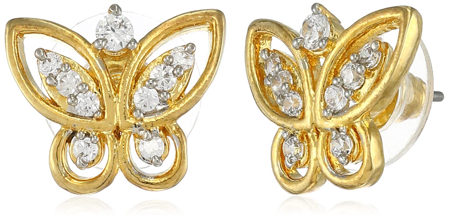 Estele 24Kt Gold plated CZ Dainty Butterfly Designer Stud Earrings for Women (B097ZS5NNP) Amazon Price History, Amazon Price Tracker