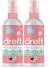 Dreft Bottle and Dish Soap | Made to Clean Baby Bottles, Sippy Cups, Pacifiers, Breast Pumps, & More | Gently Removes Milk Film & Odors | Plant Based, Fragrance Free Dish Soap | 3 Fl Oz (Pack of 2)