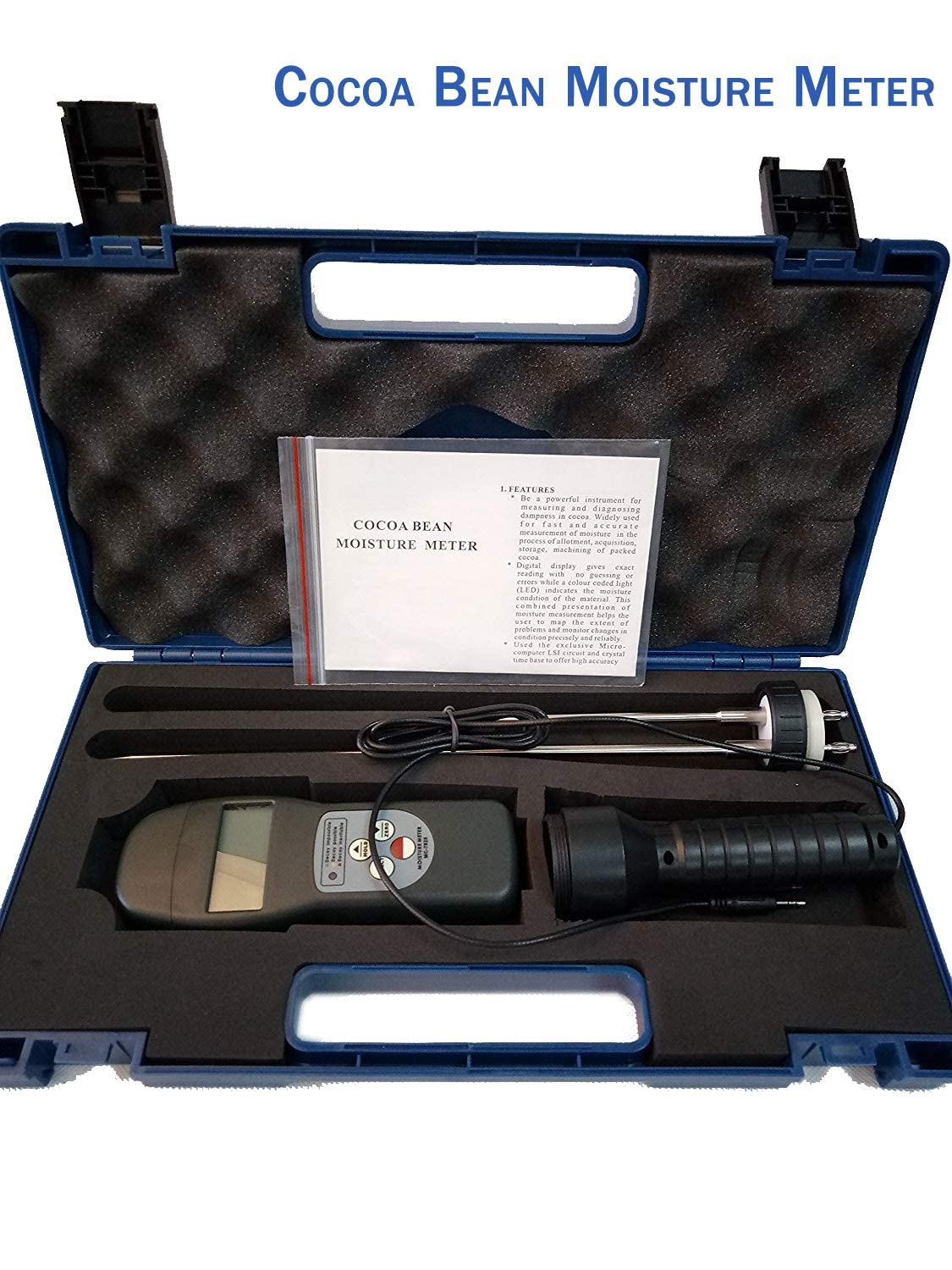 Digital Cocoa Bean Moisture Meter Tester LCD Display Cocoa Bean Humidity Analyzer 0 to 24% for Cocoa Bean Water Measurement