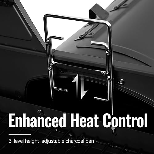 Miniatura 7 de ZH3005Y-SC - Parrilla combinada de gas y carbón de 2 quemadores con ahumador desplazado y quemador lateral, parrilla de combustible dual de 34,000