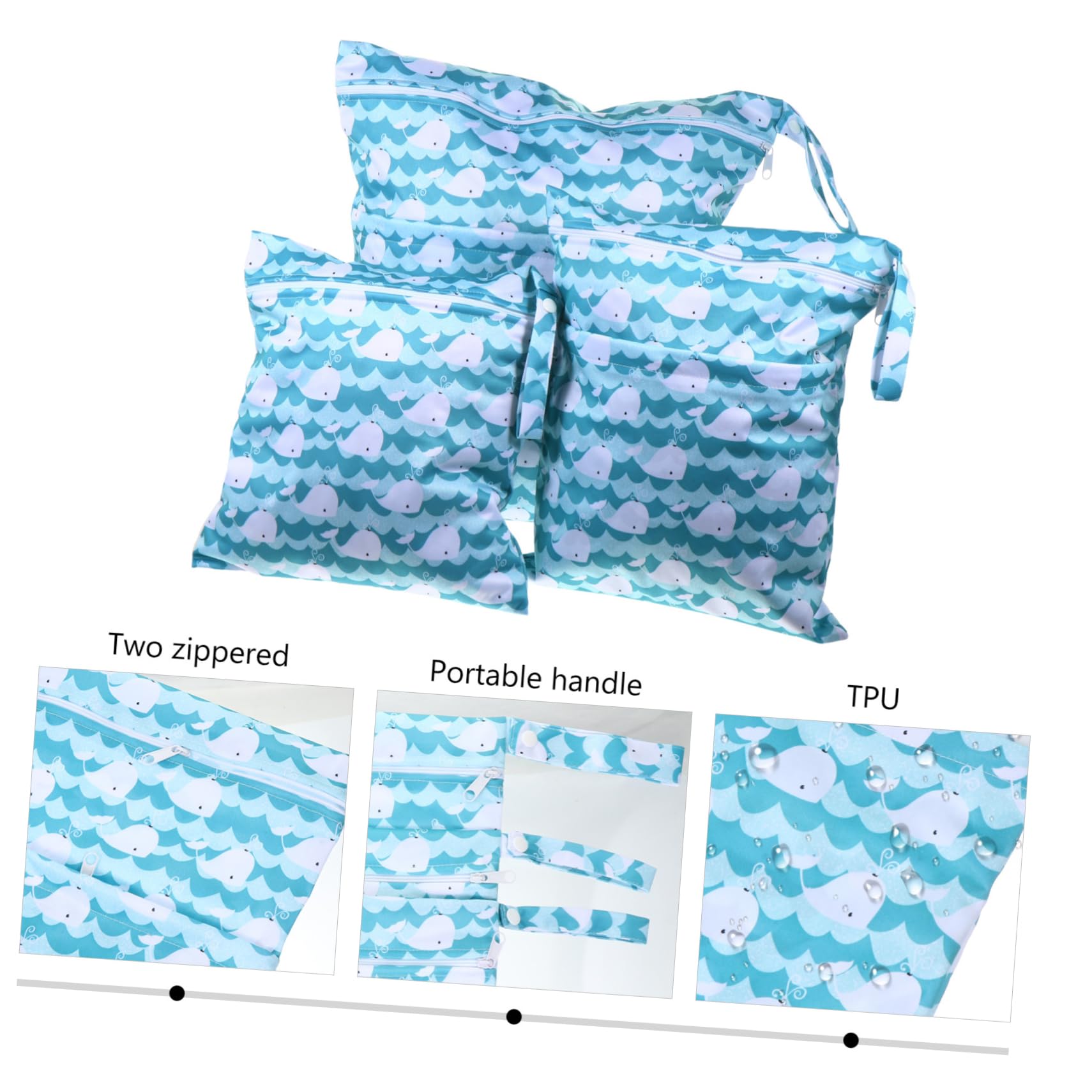 Set 3 Pezzi Borsa per Pannolini e Tpu, Borsa Bagnata Portatile per Ragazzo Ragazza, per Viaggi e Uso Outdoor