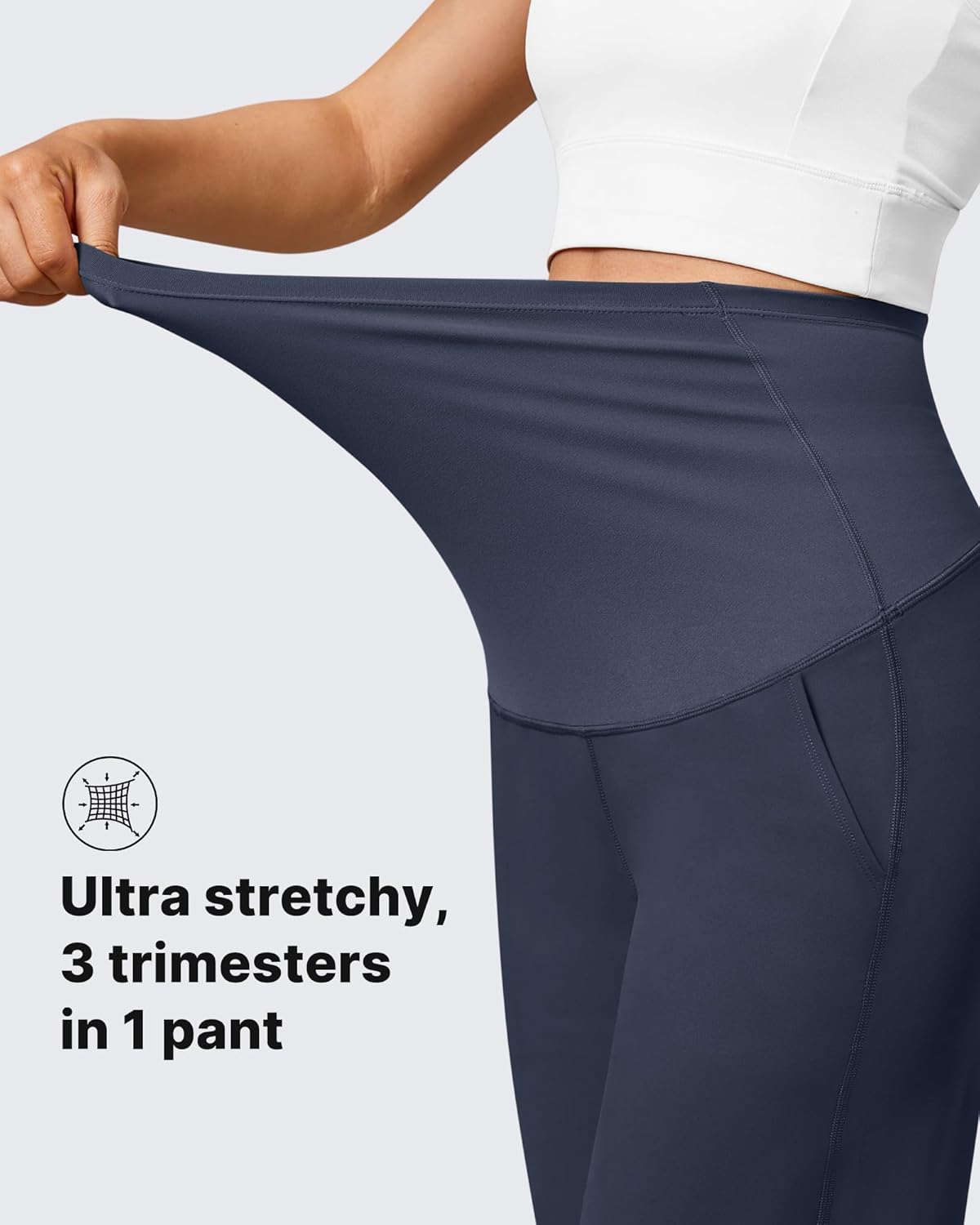 G4Free Maternity Pants Over The Belly Yoga Dress Work Pregnancy Pants Stretchy Lounge Wide Leg Trousers with Pockets - Image 7