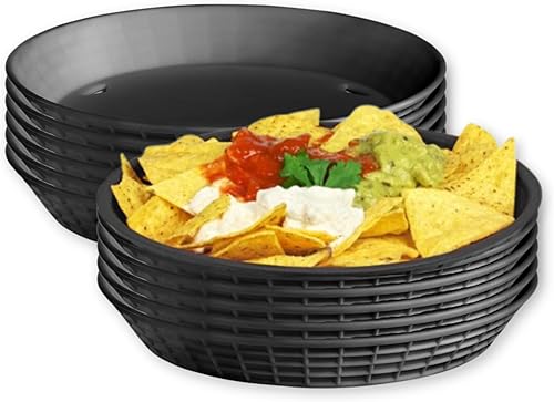 TableCraft 13759BK, plato de comedor, polipropileno, negro, 9 pulgadas de diámetro, paquete de 12, duradero y apilable, apto para lavavajillas y