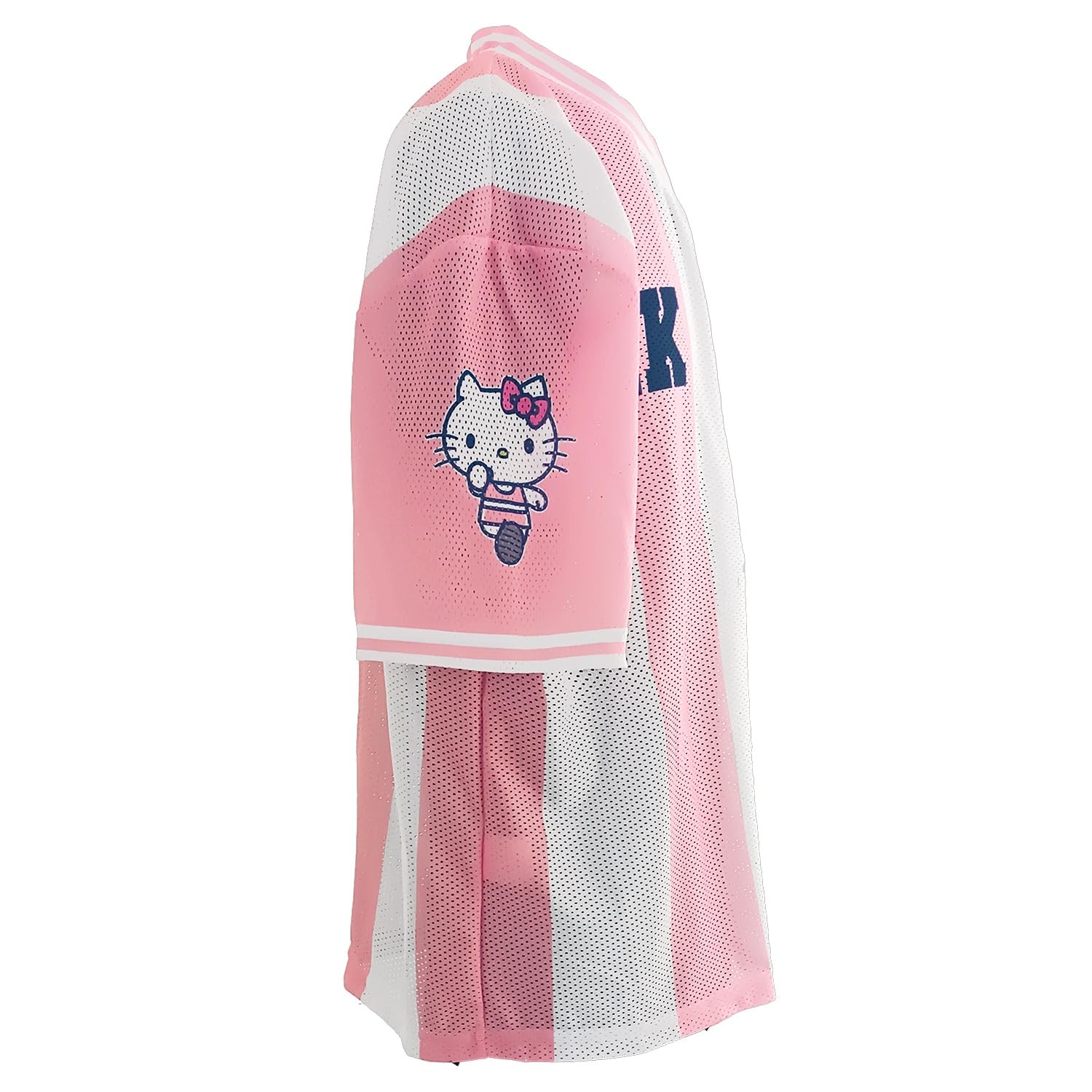 Oversized T-Shirt für Damen, Hello Kitty, Pink Team, offizielles T-Shirt im Hockey-Stil, perforiert, sportlich, lässig