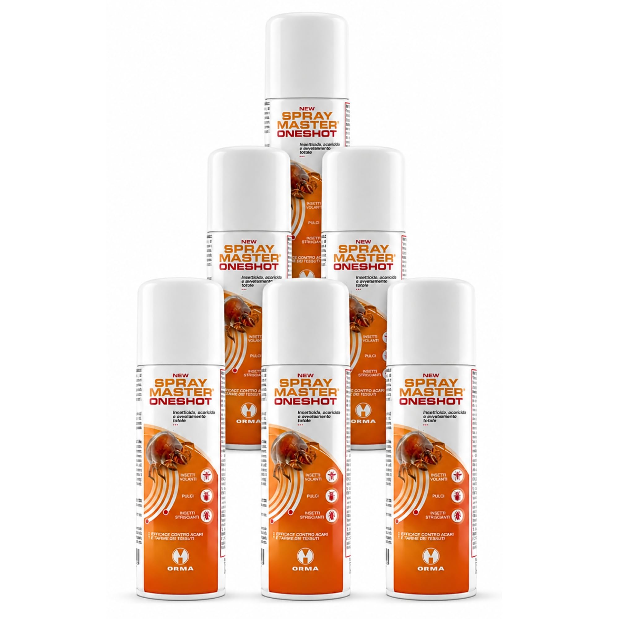 ORMA – Insetticida Acaricida Aerosol Autosvuotante – Tetrametrina e Deltametrina – Insetti Volanti e Striscianti – Interni – 6x150
