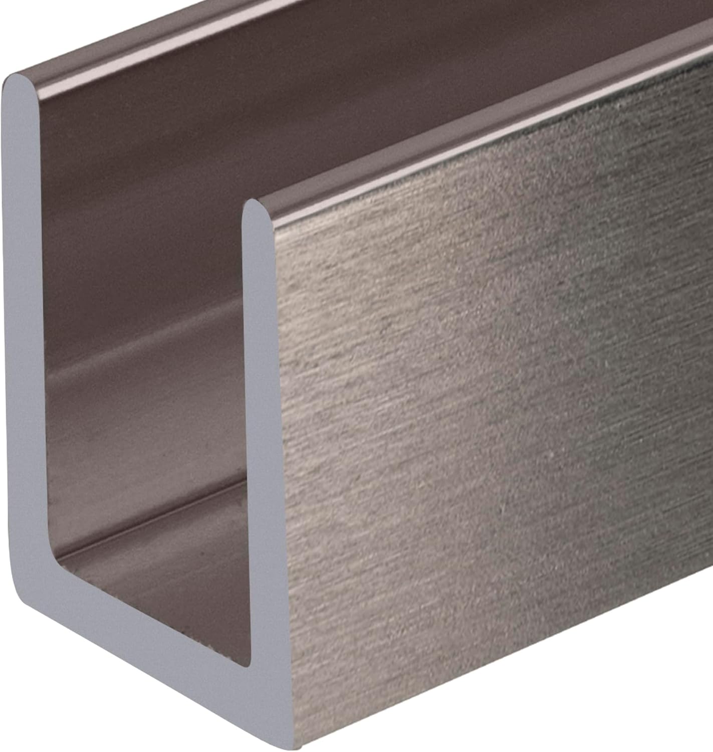 Brixwell SDCD3812BN-CCP18-XCP5 Brushed Nickel Frameless Shower Door Aluminum Deep U-Channel for 3/8" Thick Glass - 18" Stock Length - Pack of 5