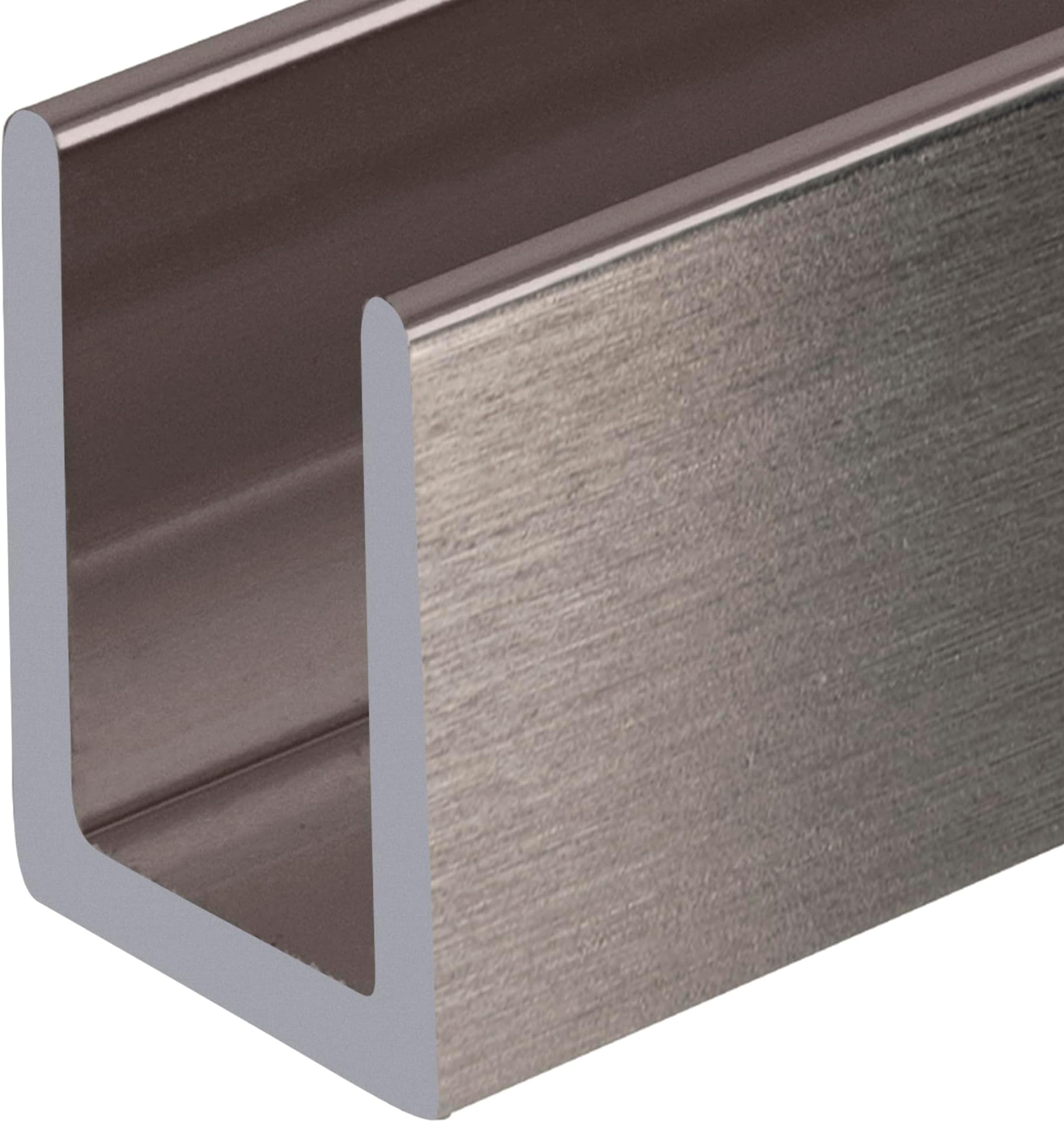 Brixwell SDCD3812BN-CCP18 Brushed Nickel Frameless Shower Door Aluminum Deep U-Channel for 3/8" Thick Glass - 18" Stock Length