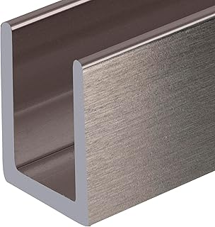 Brixwell SDCD3812BN Brushed Nickel Frameless Shower Door Aluminum Deep U-Channel for 3/8" Thick Glass - 144" Length