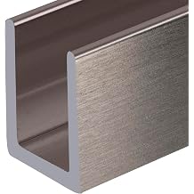 Brixwell SDCD3812BN-CCP18-XCP10 Brushed Nickel Frameless Shower Door Aluminum Deep U-Channel for 3/8" Thick Glass - 18" Stock Length - Pack of 10