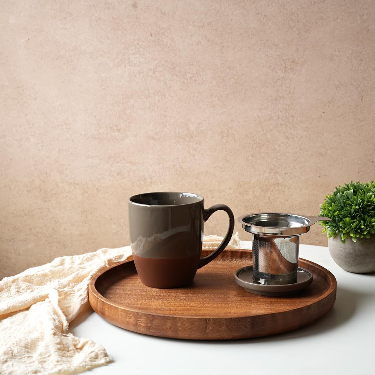 Bosmarlin Ceramic Tea Cup with Infuser and Lid, 16 Oz, Steeping Tea Mug with Strainer, Dishwasher and Microwave Safe (Grey) - Image 4