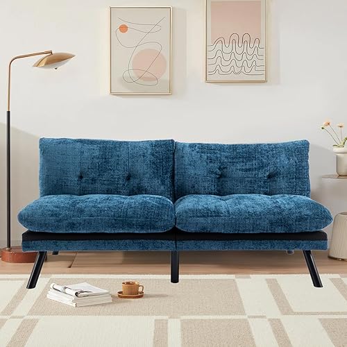 Anwick Sofá cama tipo futón convertible, sofá cama de 71 pulgadas con respaldo ajustable, moderno sofá biplaza para sala de estar compacta,