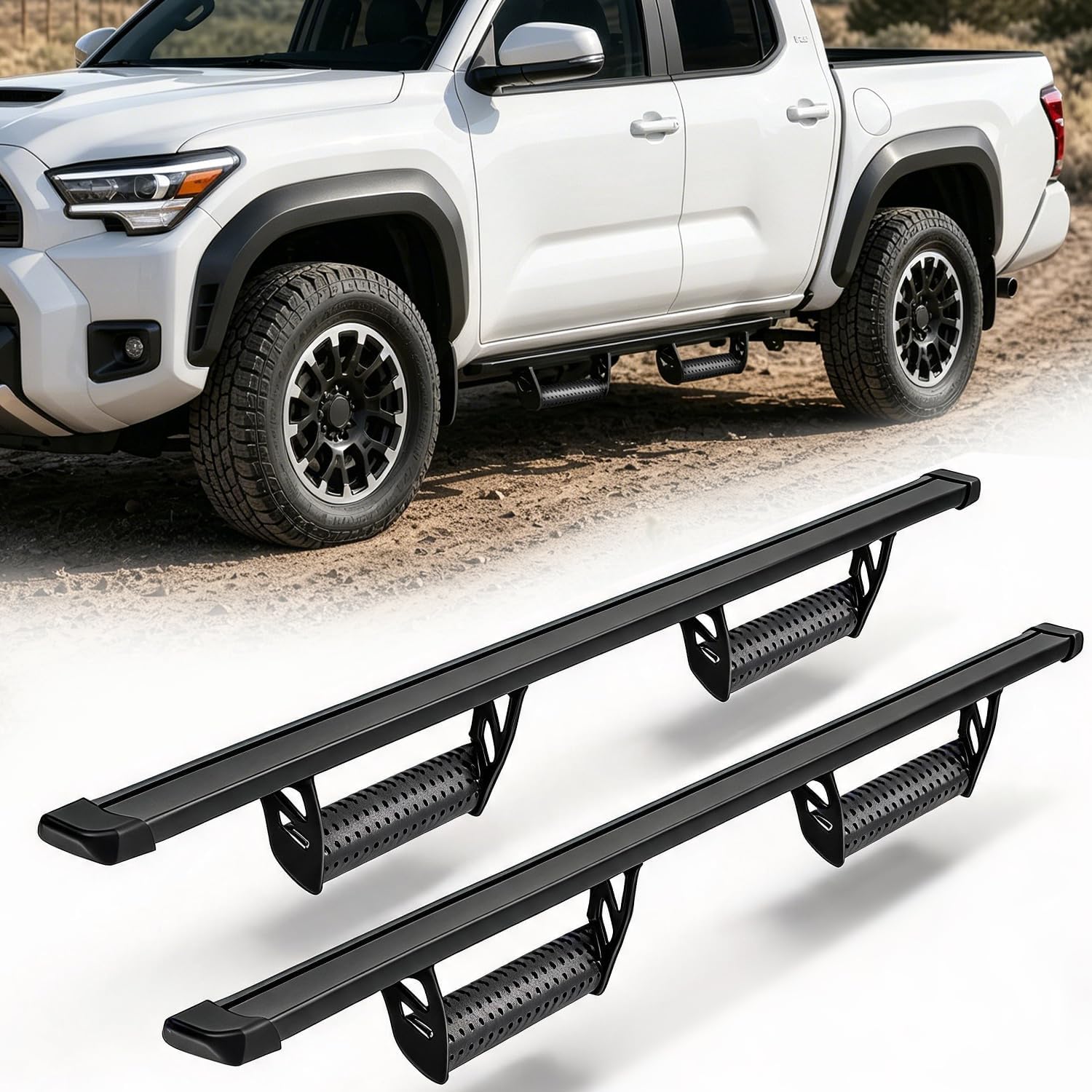 Turmaul Aluminum Running Boards for 2024–2025 Toyota Tacoma Crew Cab (Pair)