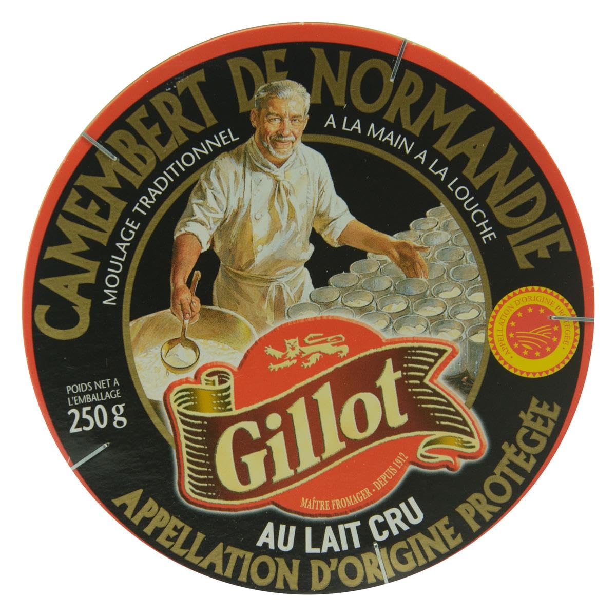 GILLOT NOIR CAMEMBERT Weichkäse - 4x 250g - französischer Weich-Schimmel-Käse de Normandie AOP passt zu Plateau fromages u. Rot-Wein Datteln Feigen Pflaumen Walnüssen