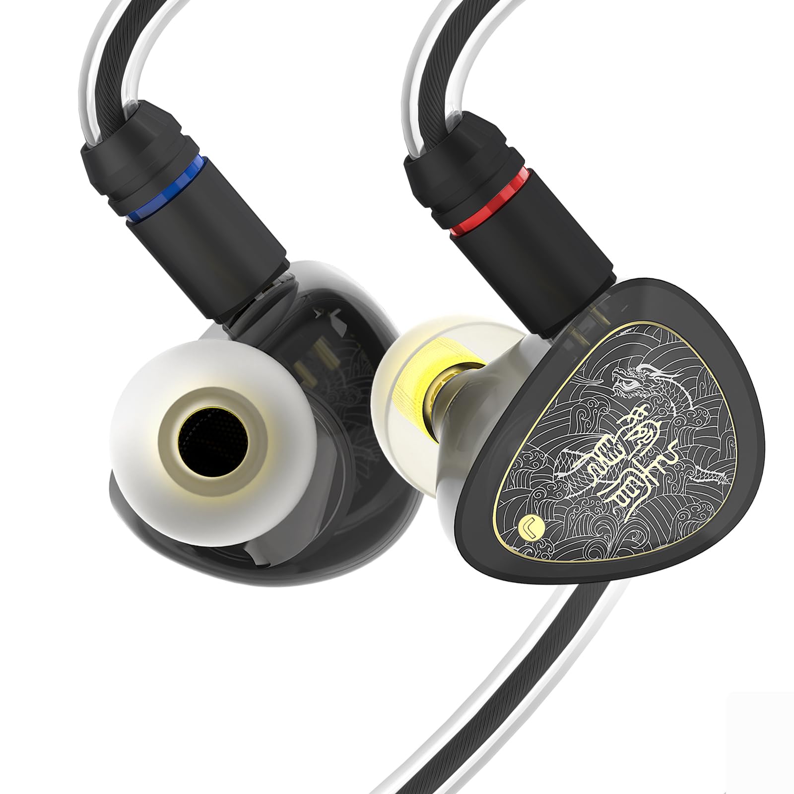 TANGZU Wan'er II S.G IEM der 2. Generation IEM mit PET-Membran, 10 mm, dynamischer Treiber, flach, 2-polig, abnehmbar, OFC, versilbert, Upgrade-Kabel, In-Ear-Kopfhörer, Schwarz, 4,4 mm, kein
