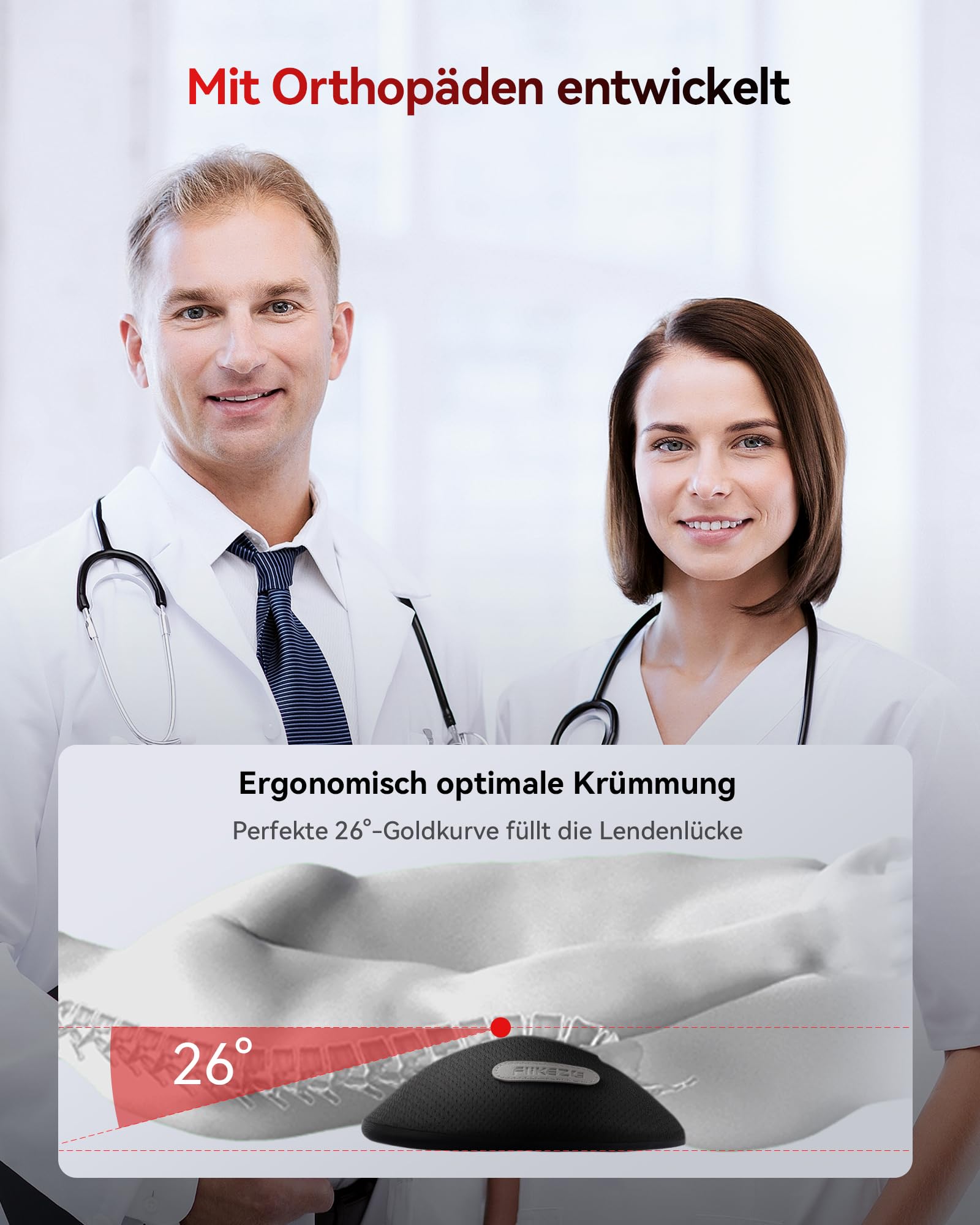 FliKEZE 4-in-1 Rückenmassagegerät mit Rotlicht, Wärmefunktion, Vibration & Lufttraktion – Kabelloses, Wiederaufladbares Design für Zuhause & Büro