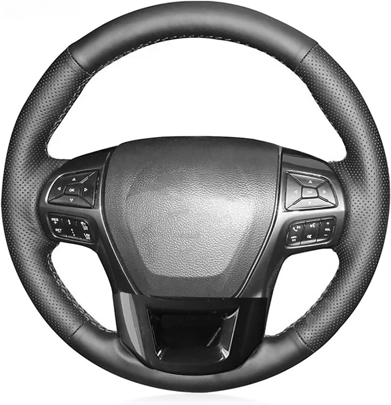 Auto Black Genuine Leather Steering Wheel Covers for Ford Explorer 2016 2017 2018 2019 2020 Interior Accessories Parts