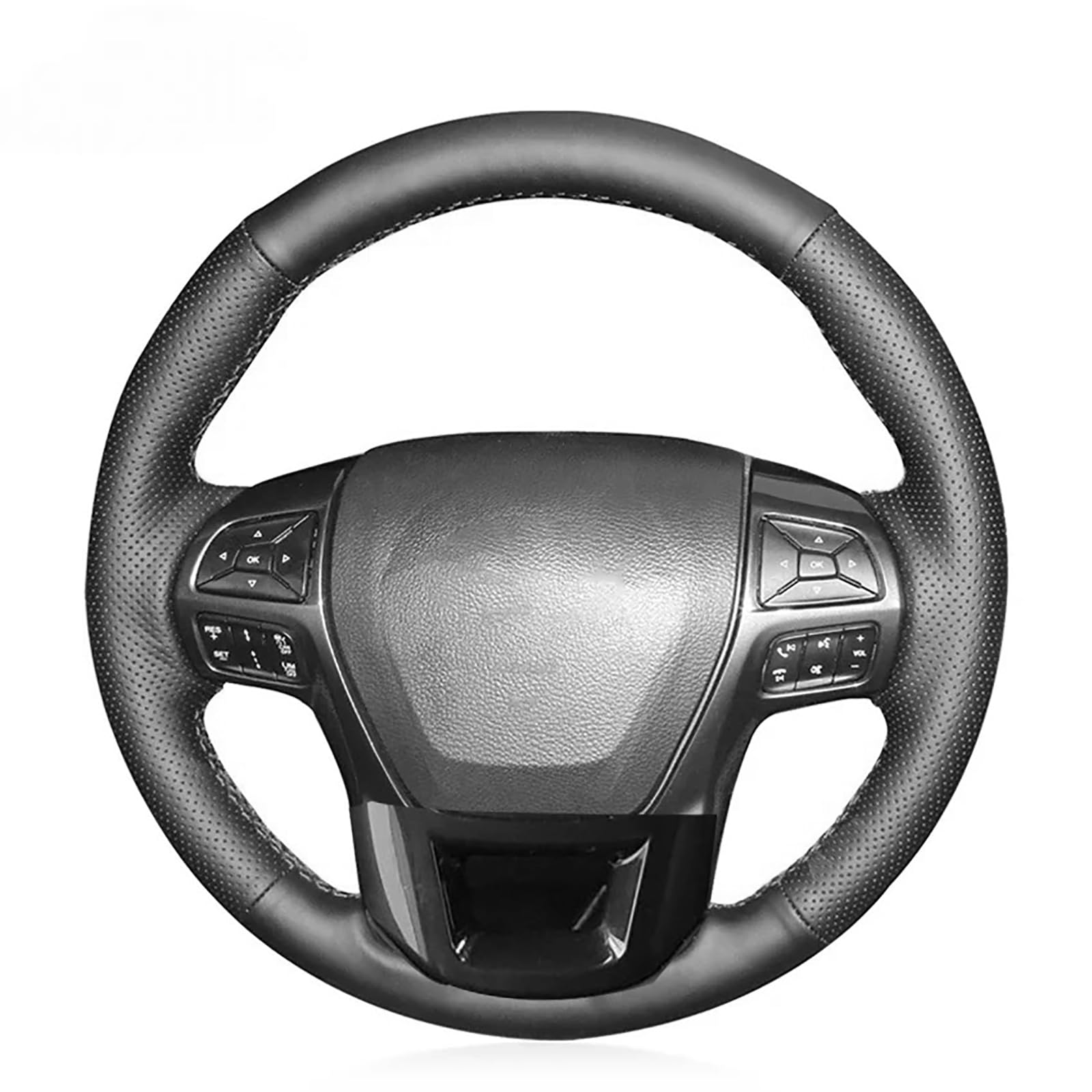 Auto Black Genuine Leather Steering Wheel Covers for Ford Explorer 2016 2017 2018 2019 2020 Interior Accessories Parts