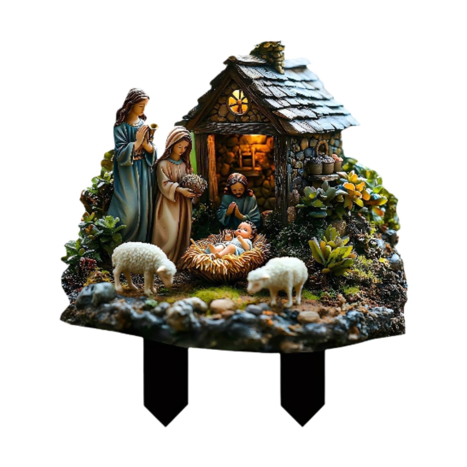Christmas Outdoor Nativity Scene Decoration Stakes Landscape Lawn Xmas DecorCollectibles|1 Outdoor Nativity Scene Christmas Decoration-image-22