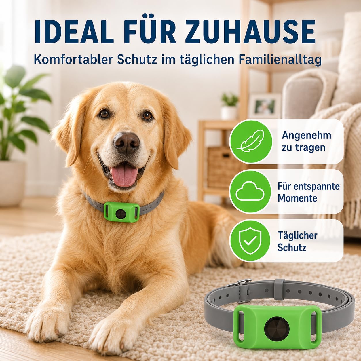 12 Monate Floh und Zeckenfrei Hundehalsband Anhänger mit Langsamer Duftabgabe Leichtem Design und Verstellbarem Band für Spaziergänge und Garten (Grün,1PCS)