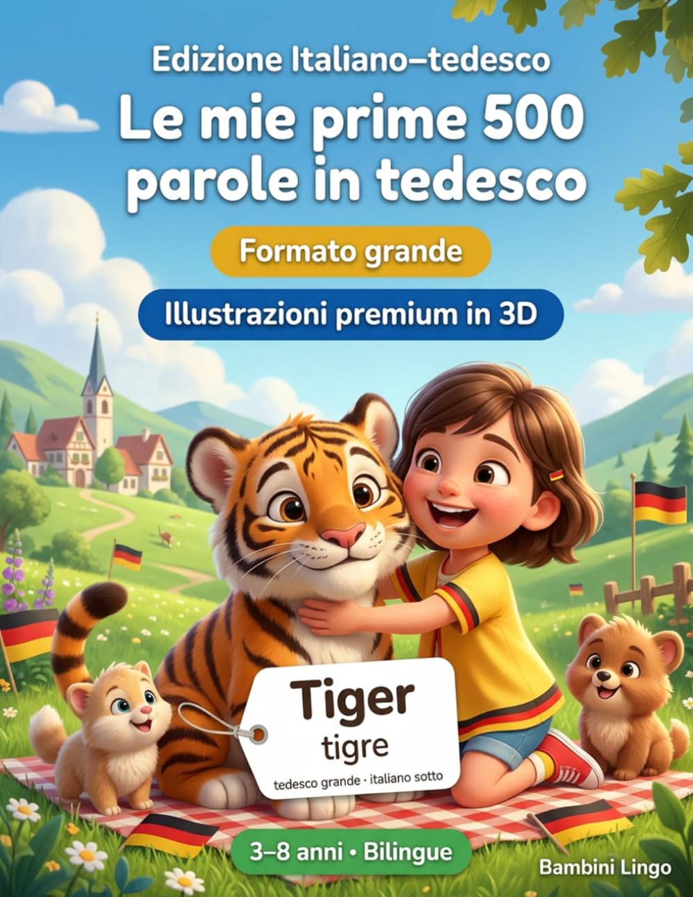 Le mie prime 500 parole in tedesco: Un dizionario illustrato bilingue in 3D per bambini da 3 a 8 anni | Primo libro di vocabolario per neonati, asilo, scuola dell'infanzia e giovani lettori