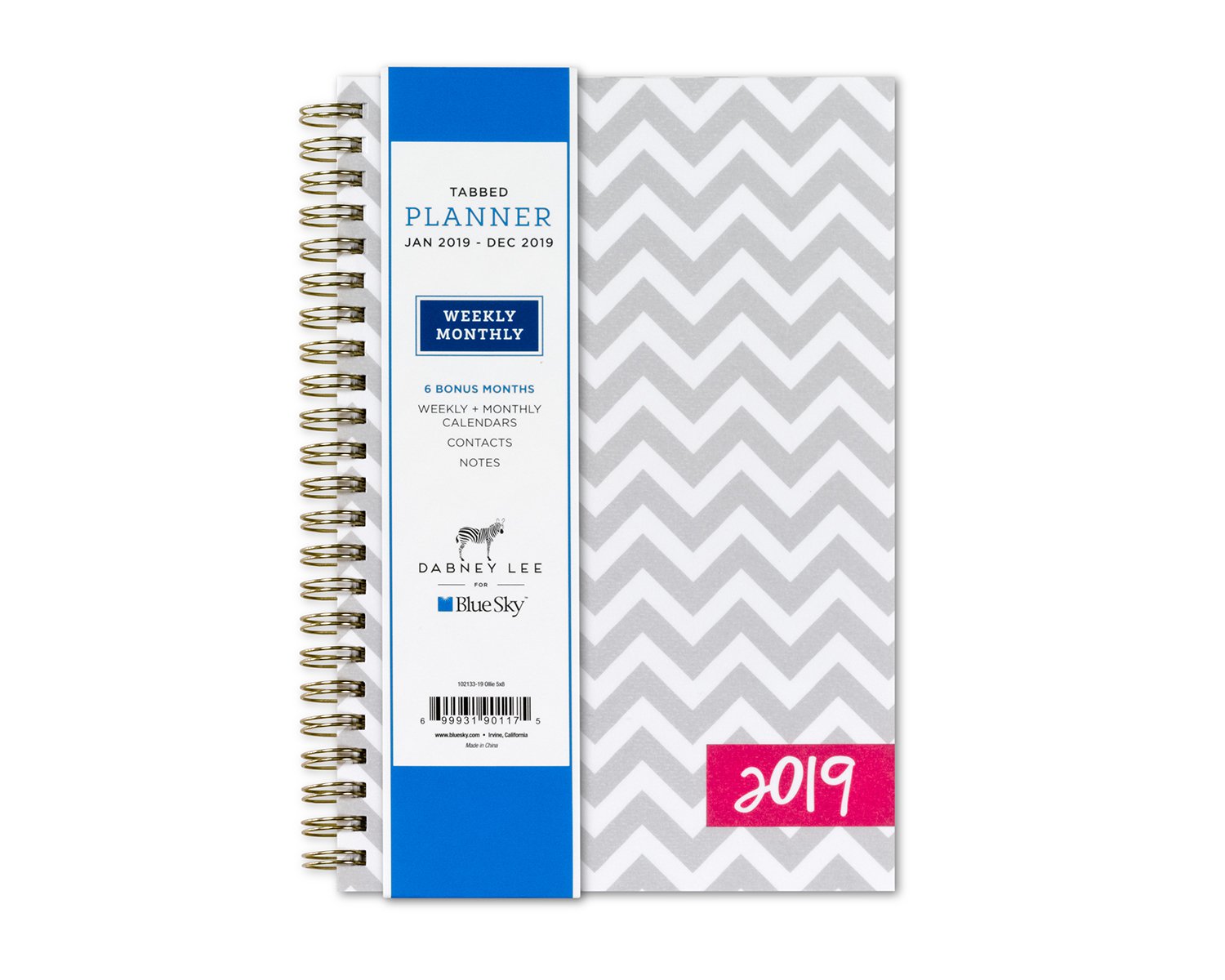Dabney Lee for Blue Sky 2019 Weekly & Monthly Planner, Flexible Cover, Twin-Wire Binding, 5" x 8", Ollie