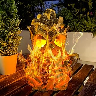 Solar Lanterns Outdoor Tiki Statue Lights Large Solar Powered Flickering Flame Table Light Waterproof Suitable for Deck Yard Porch Garden Patio Pathway Decor