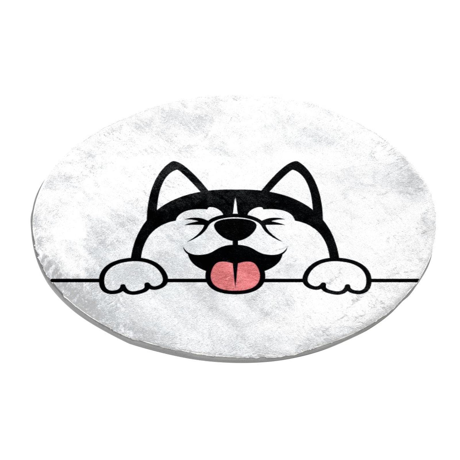 Tapis rond husky pour chambre enfant : motif pattes de chien pour espace de jeu cocooning