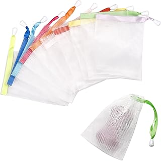 10PCS Mesh Soap Bag, Exfoliating Soap Saver Pouch, Foam Net Soap Saver, Soap Bag Soft for Shower with Drawstring