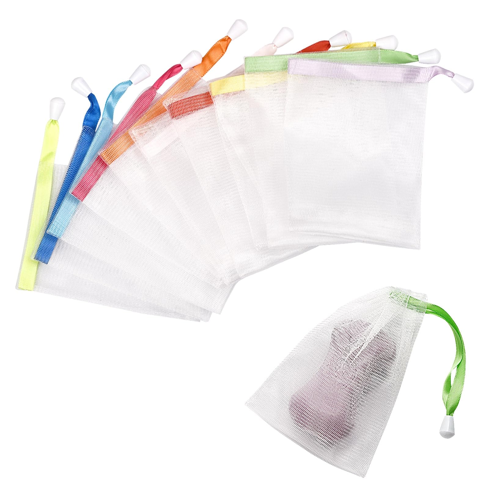 10PCS Mesh Soap Bag Exfoliating Soap Saver Pouch Foam Net Soap Saver Soap Bag Soft for Shower with
