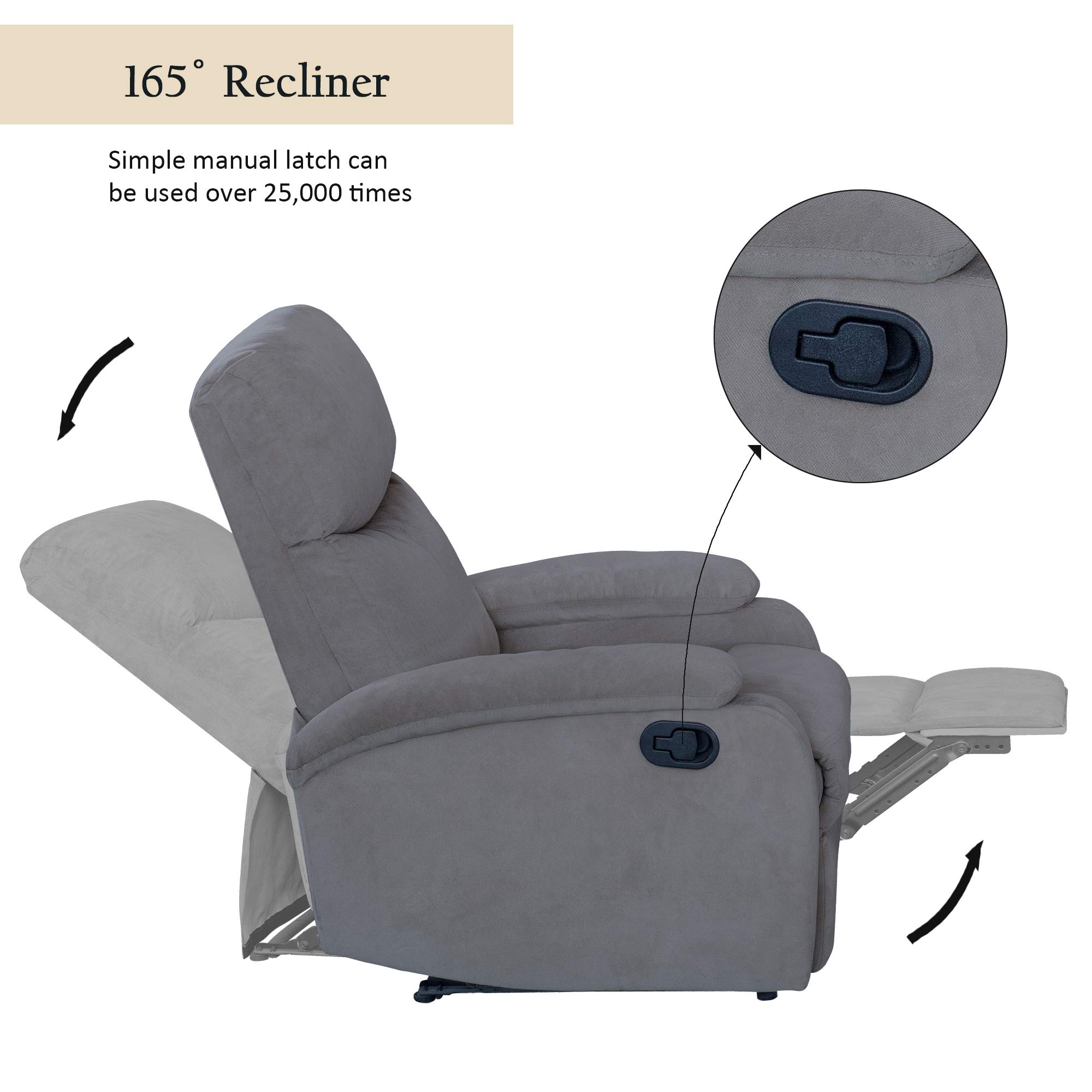 Manual Recliner Chair Single Living Room Office Sofa High Back