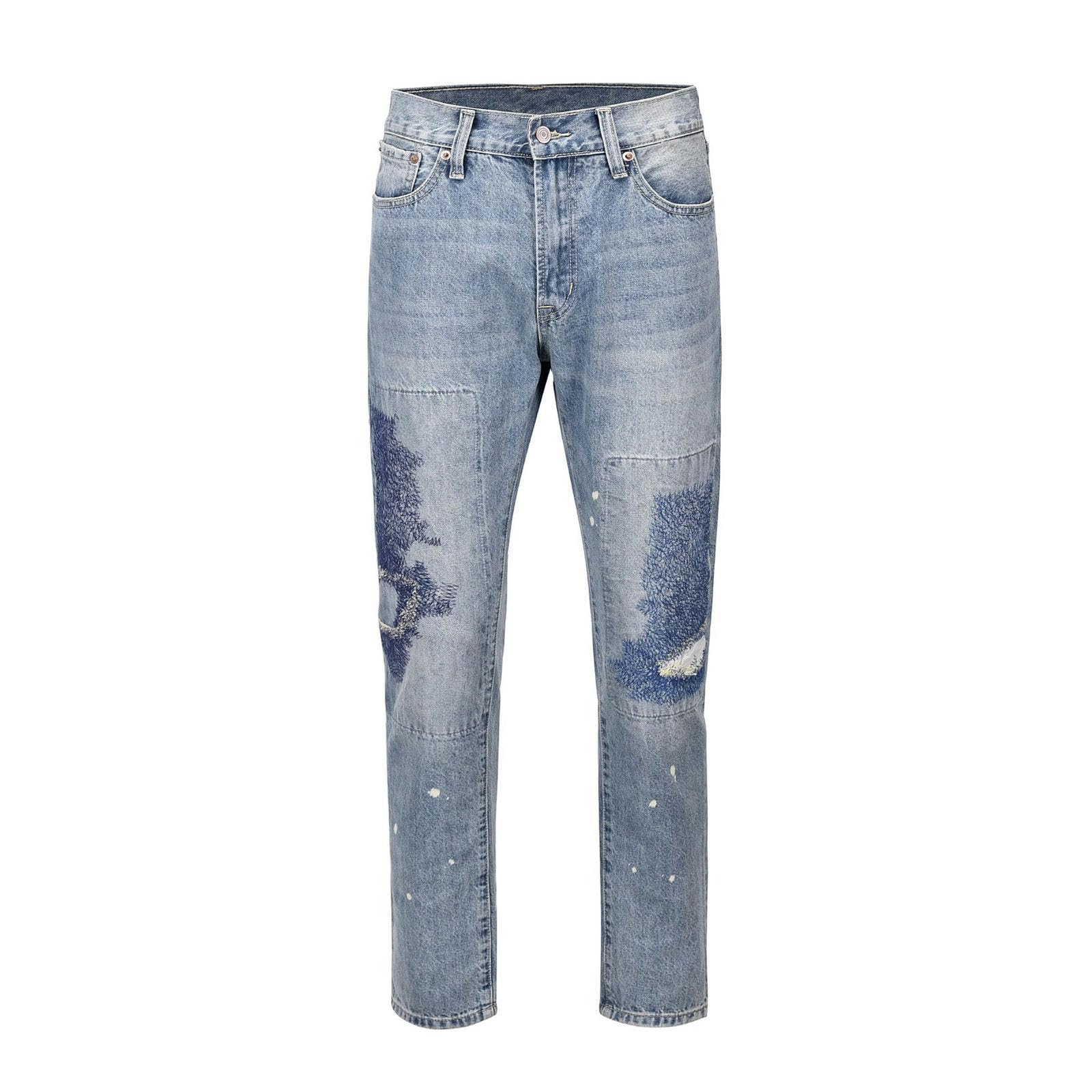 Pantaloni da Uomo Street Jeans Patchwork-Blu-XXL