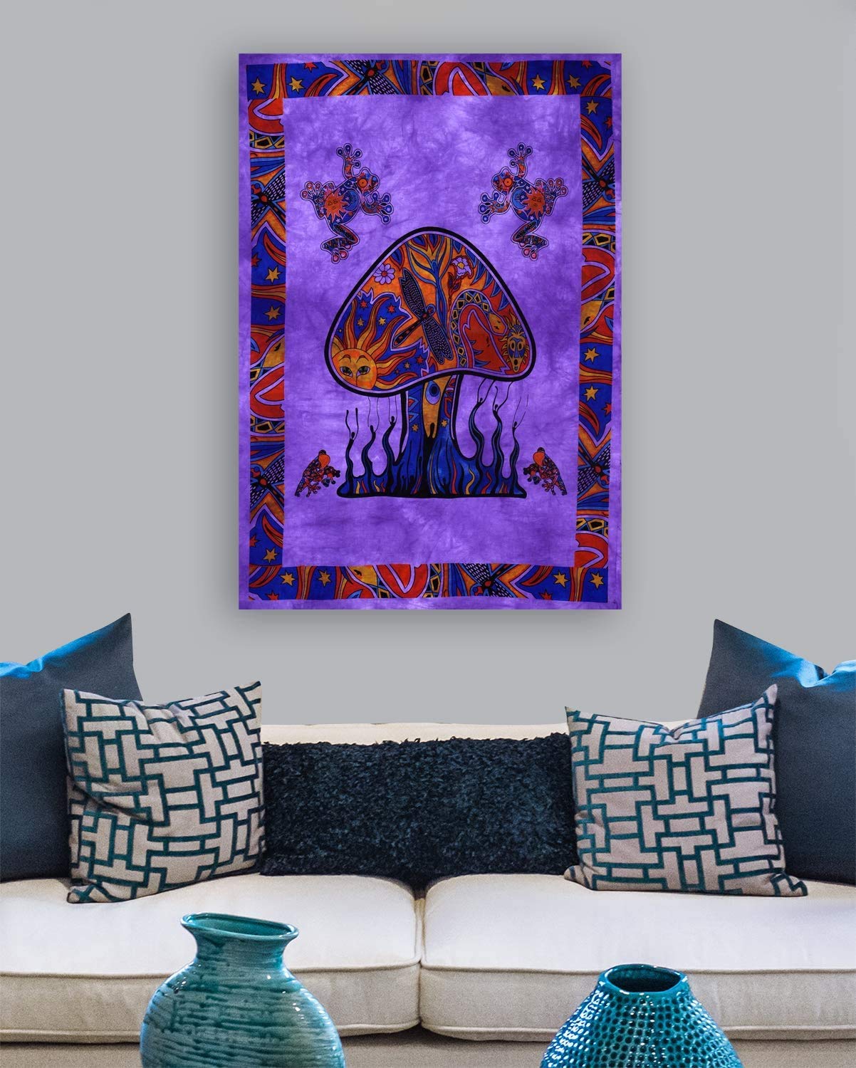 Psychedelic Mushroom Tapestry - Hippie Wall Art -3