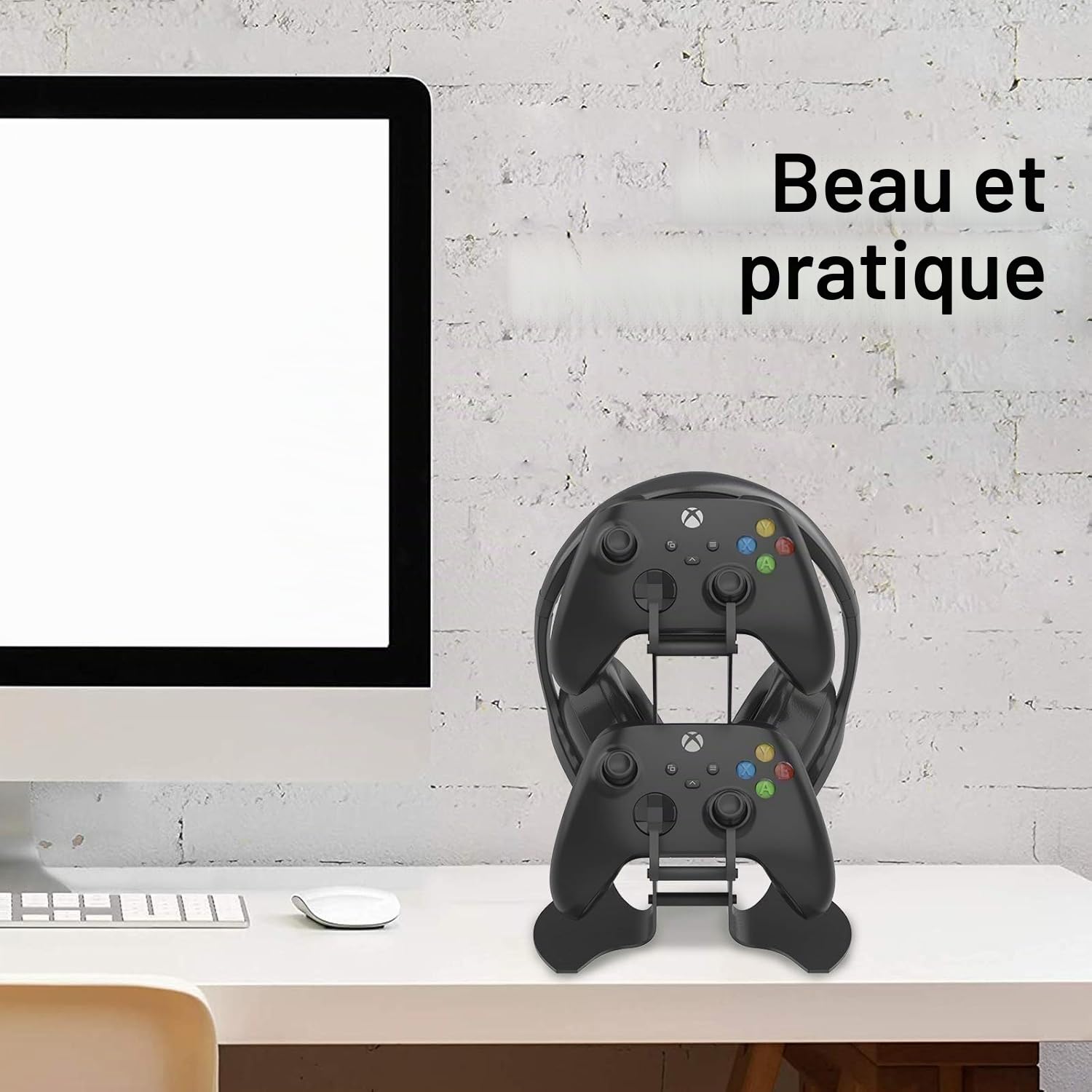 NBCP Support de Manettes de Jeu, Porte de Casque de Manettes pour Xbox Series x/Xbox One / PS5 / PS4 / Switch, Accessoires de Contrôleur de Jeu en Métal Aluminium