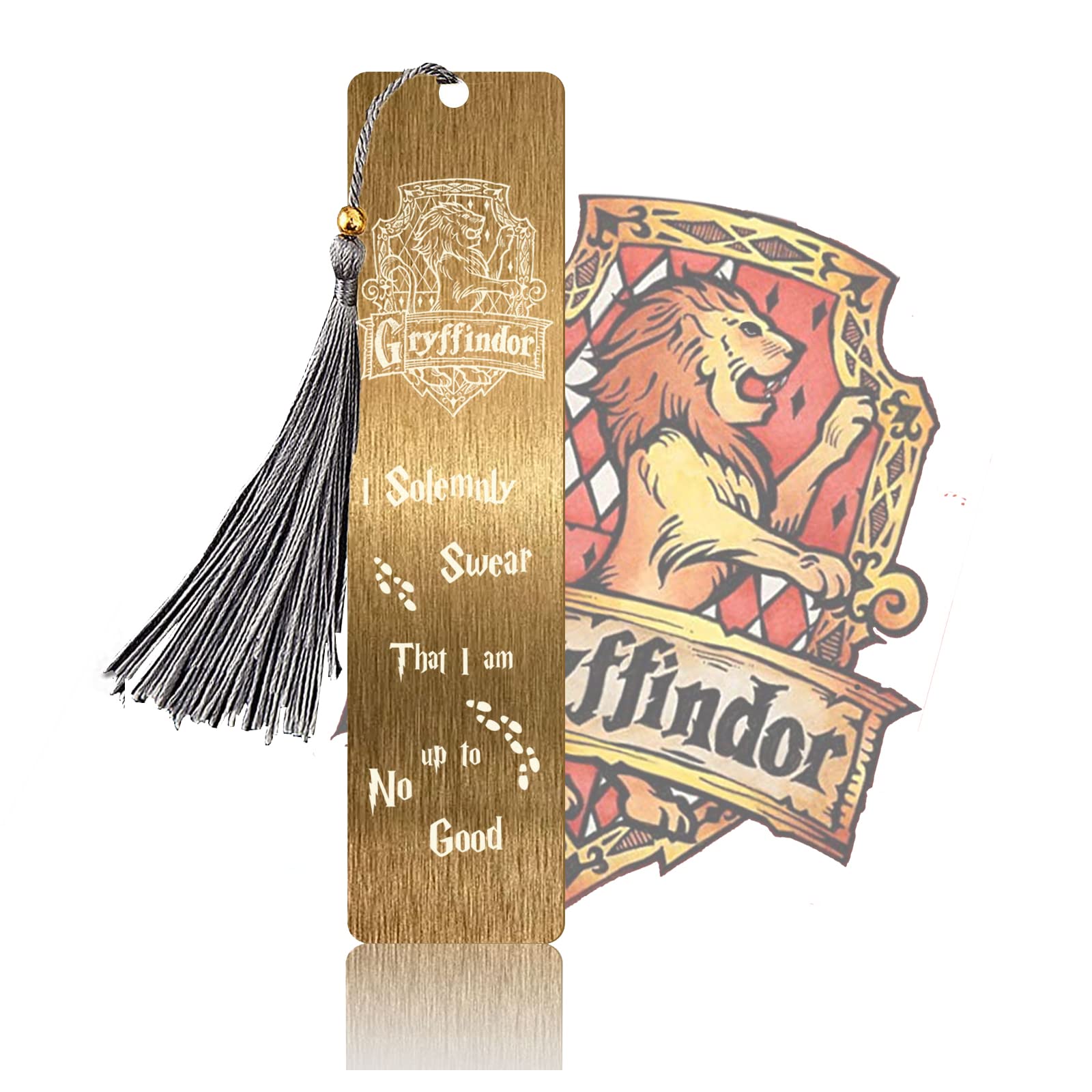 Newsmy Vintage Metal Bookmark with Tassel, Lion Crest Bookmark Gift for Book Lovers, Elegant Book Marker for Women, Teacher Appreciation, Graduation, Readers & Students