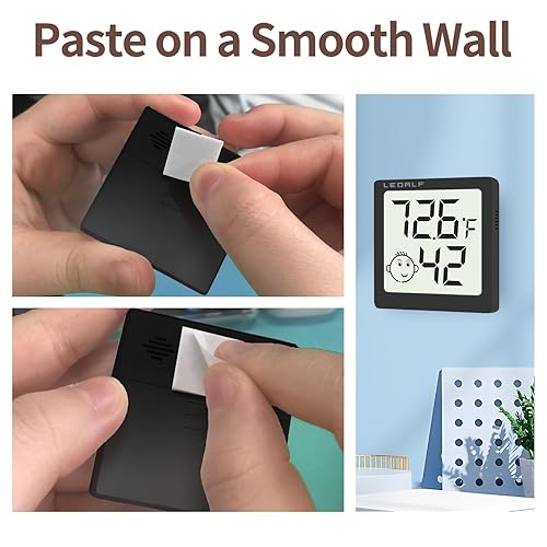 Miniatura 5 de Mini medidor de humedad higrómetro paquete de 6 termómetro digital de temperatura y humedad para interiores (negro)