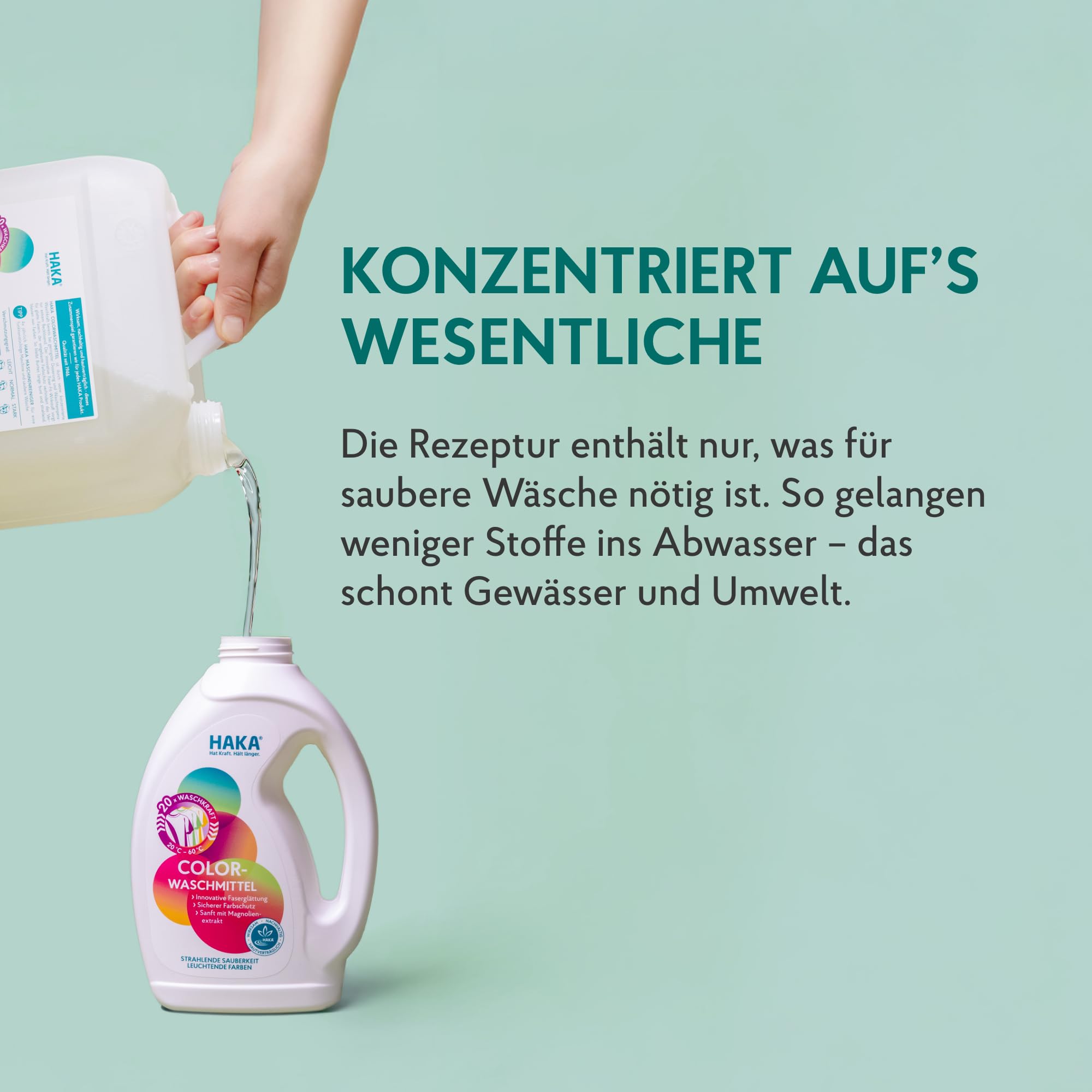 HAKA Colorwaschmittel flüssig Nachfüller 5L (100 WL), Farbschutz